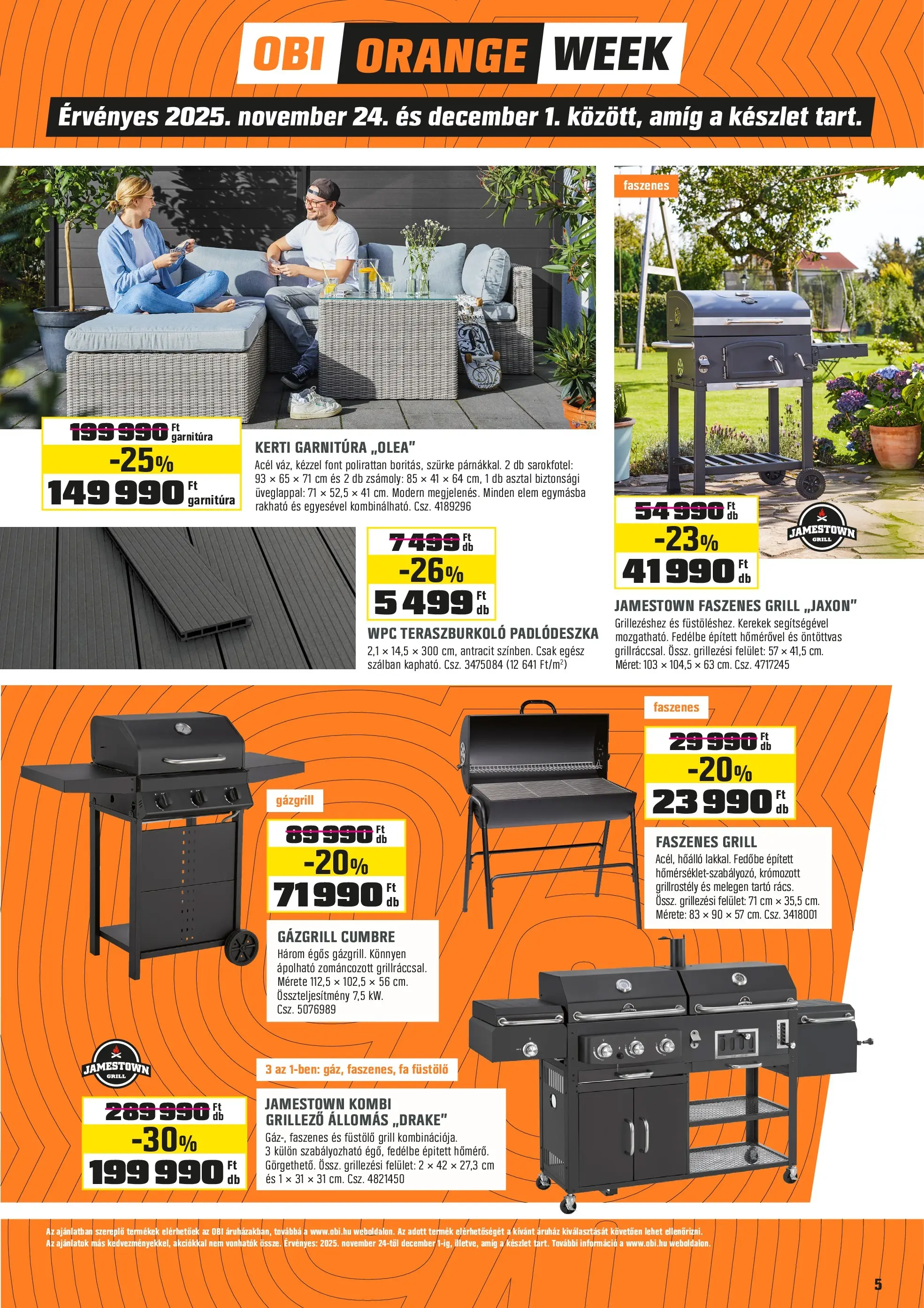 OBI - OBI újság érvényessége 2025.11.23-ig - 2025.11.21. -tól/töl > akció, lapozható szórólap 🛍️ | Oldal: 5 | Termékek: Zsámoly, Grill, Asztal, Gázgrill