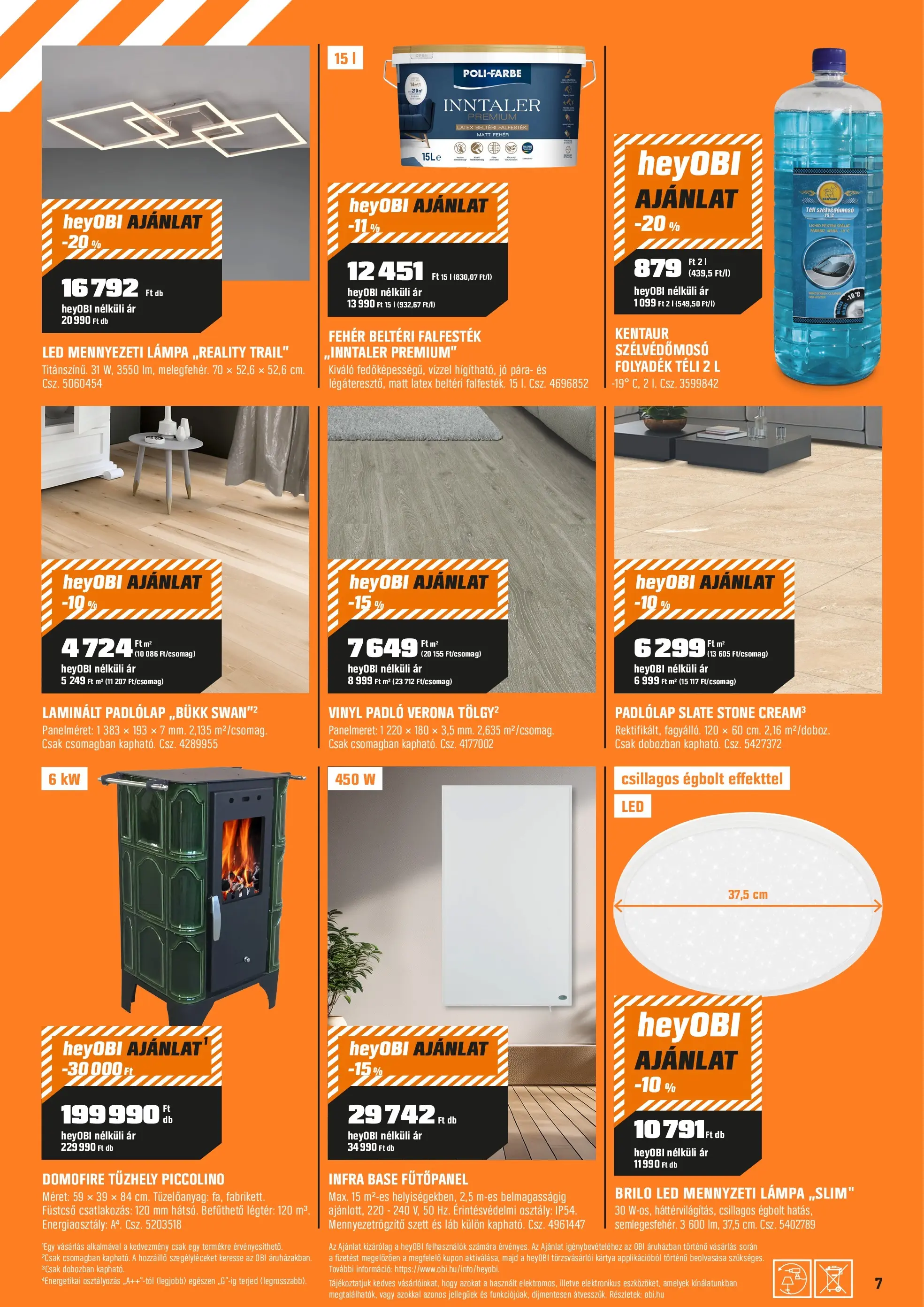 OBI - OBI újság érvényessége 2025.11.23-ig - 2025.11.21. -tól/töl > akció, lapozható szórólap 🛍️ | Oldal: 7 | Termékek: Mennyezeti lámpa, Padlólap, Tűzhely, Lámpa