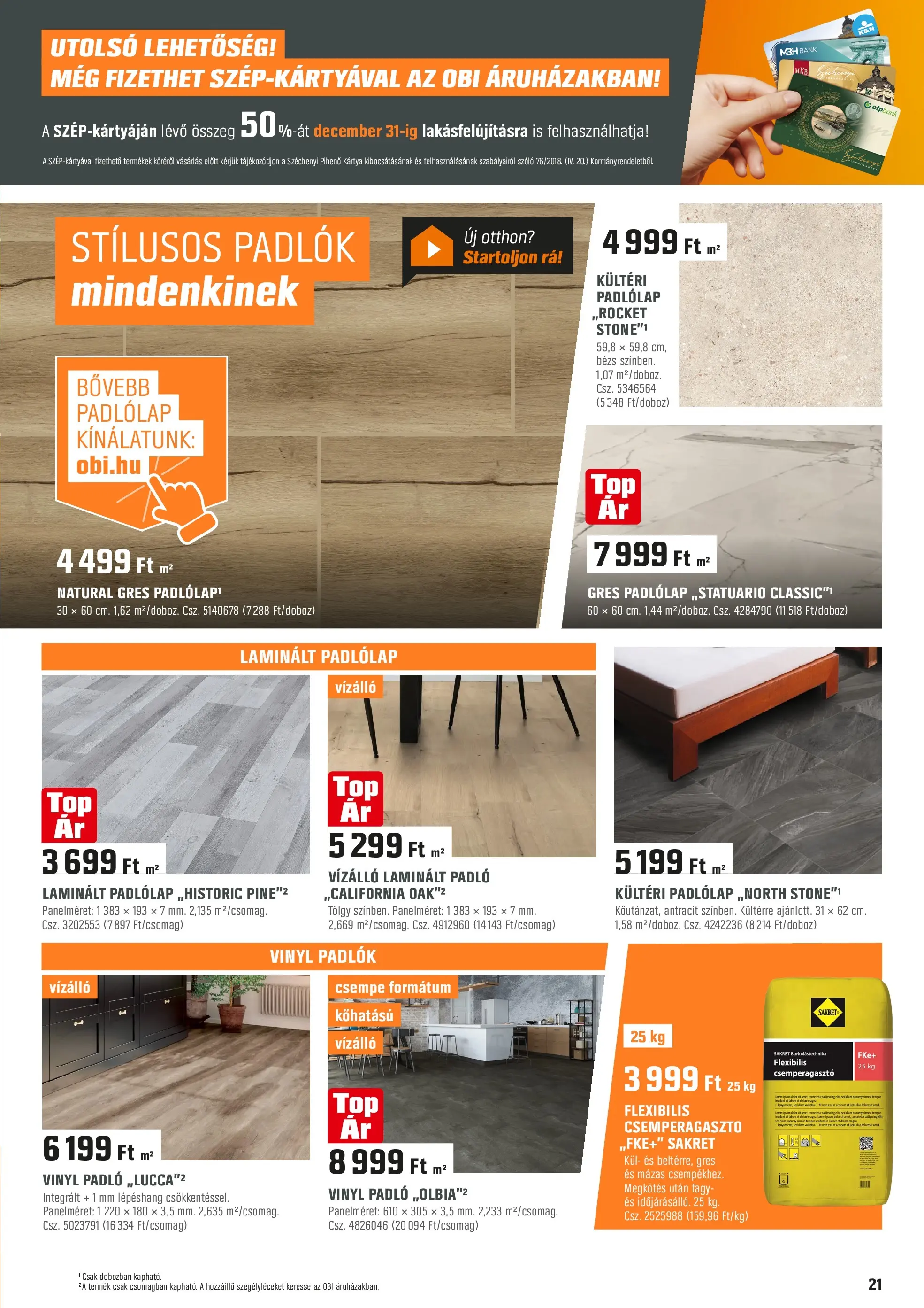 OBI - OBI újság érvényessége 2025.11.23-ig - 2025.11.21. -tól/töl > akció, lapozható szórólap 🛍️ | Oldal: 21 | Termékek: Szőlő, Laminált padló, Vinyl padló, Csempe