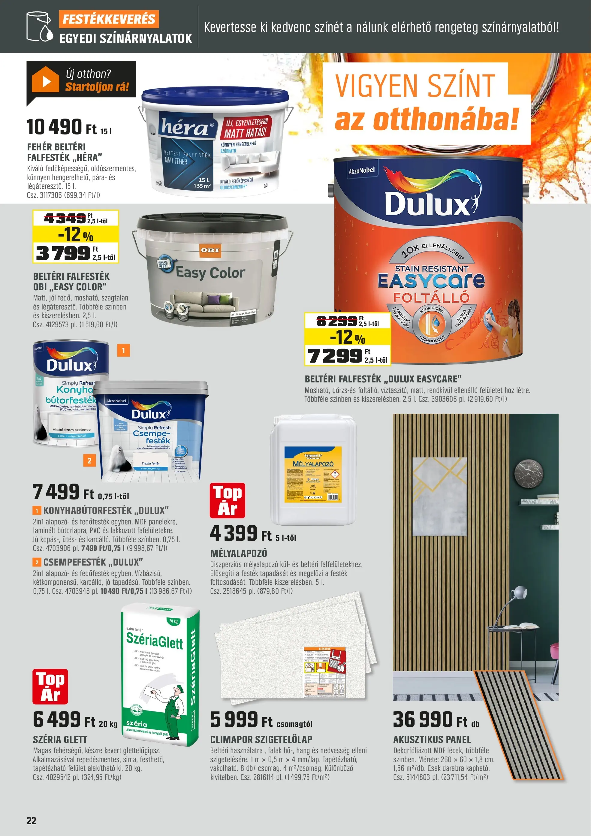 OBI - OBI újság érvényessége 2025.11.23-ig - 2025.11.21. -tól/töl > akció, lapozható szórólap 🛍️ | Oldal: 22 | Termékek: Alapozó, Festék, Csempe