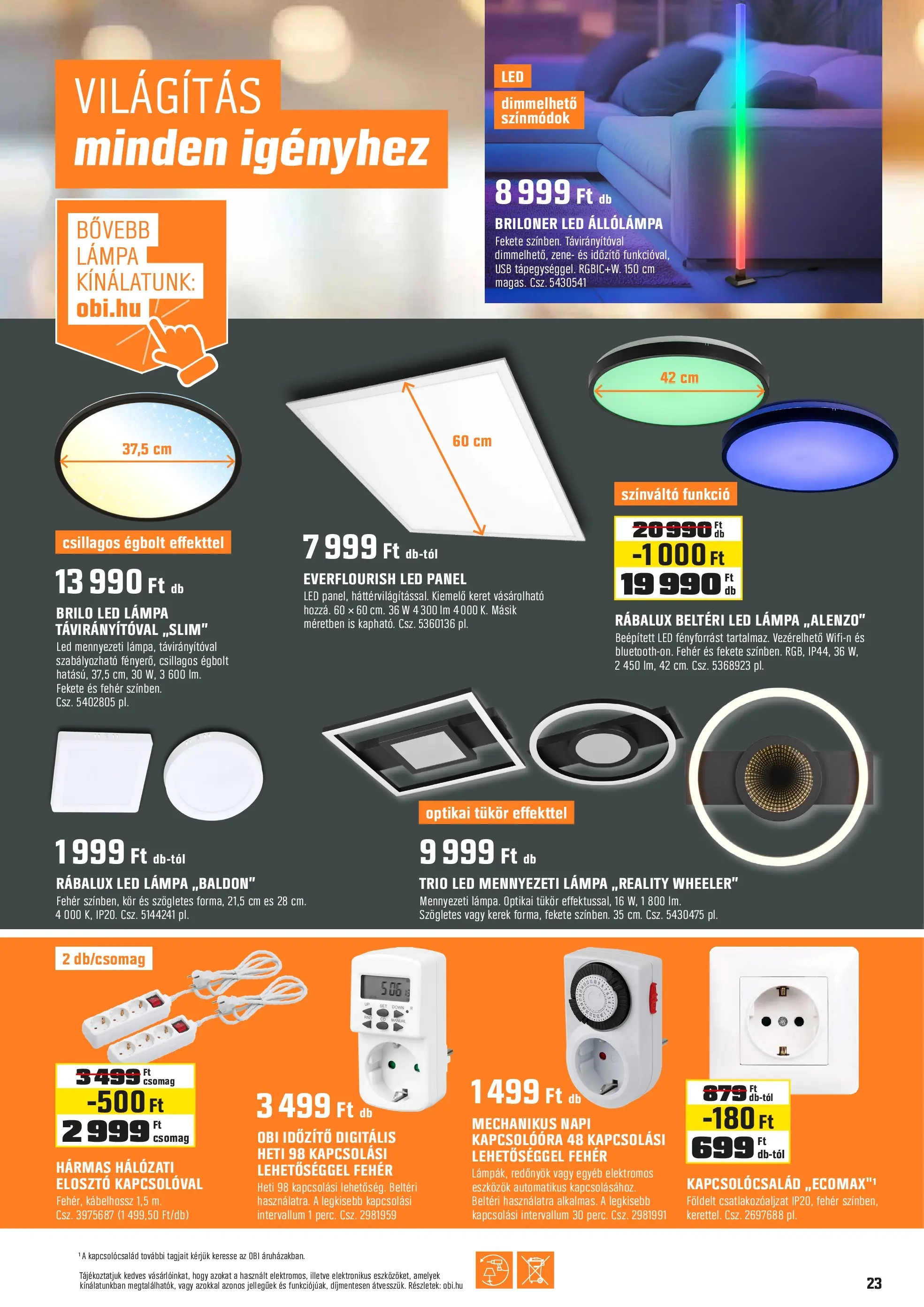 OBI - OBI újság érvényessége 2025.11.23-ig - 2025.11.21. -tól/töl > akció, lapozható szórólap 🛍️ | Oldal: 23 | Termékek: Állólámpa, Mennyezeti lámpa, USB, Tükör