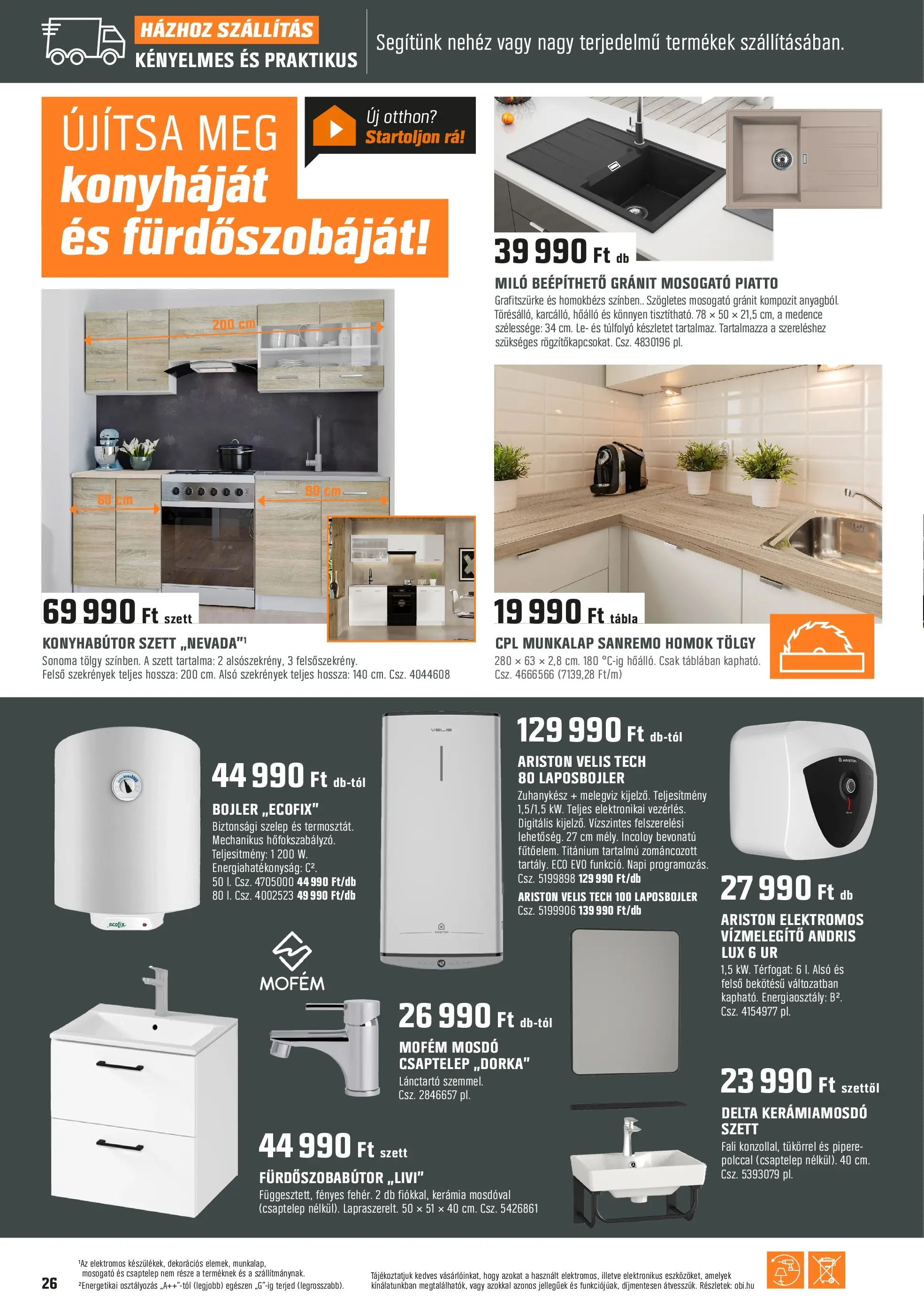 OBI - OBI újság érvényessége 2025.11.23-ig - 2025.11.21. -tól/töl > akció, lapozható szórólap 🛍️ | Oldal: 26 | Termékek: Csaptelep, Vízmelegítő, Konyhabútor, Mosdó