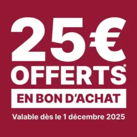 25€ offerts en bon d'achat pour 60€ dépensés