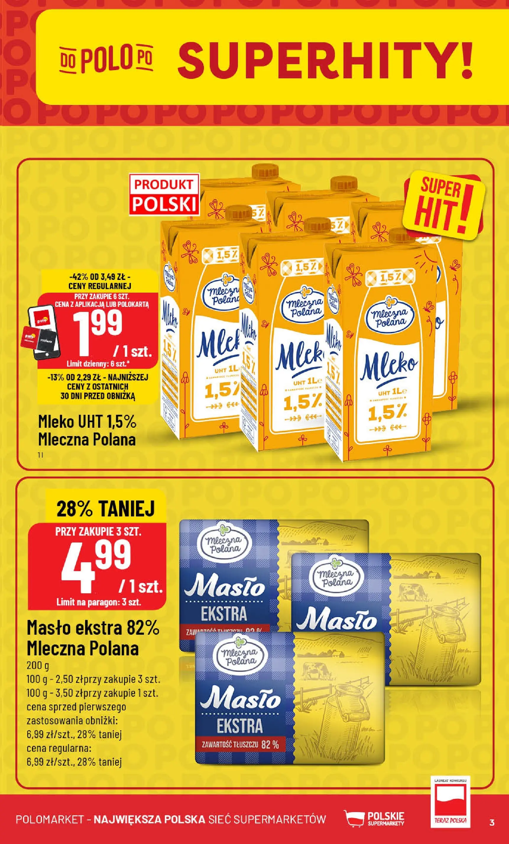 Nowa POLOmarket gazetka od jutra (19.11.2025) | Strona: 3 | Produkty: Mleko, Masło Nowa POLOmarket gazetka od jutra 19.11.2025 (PDF) | Strona: 3 | Produkty: Mleko, Masło