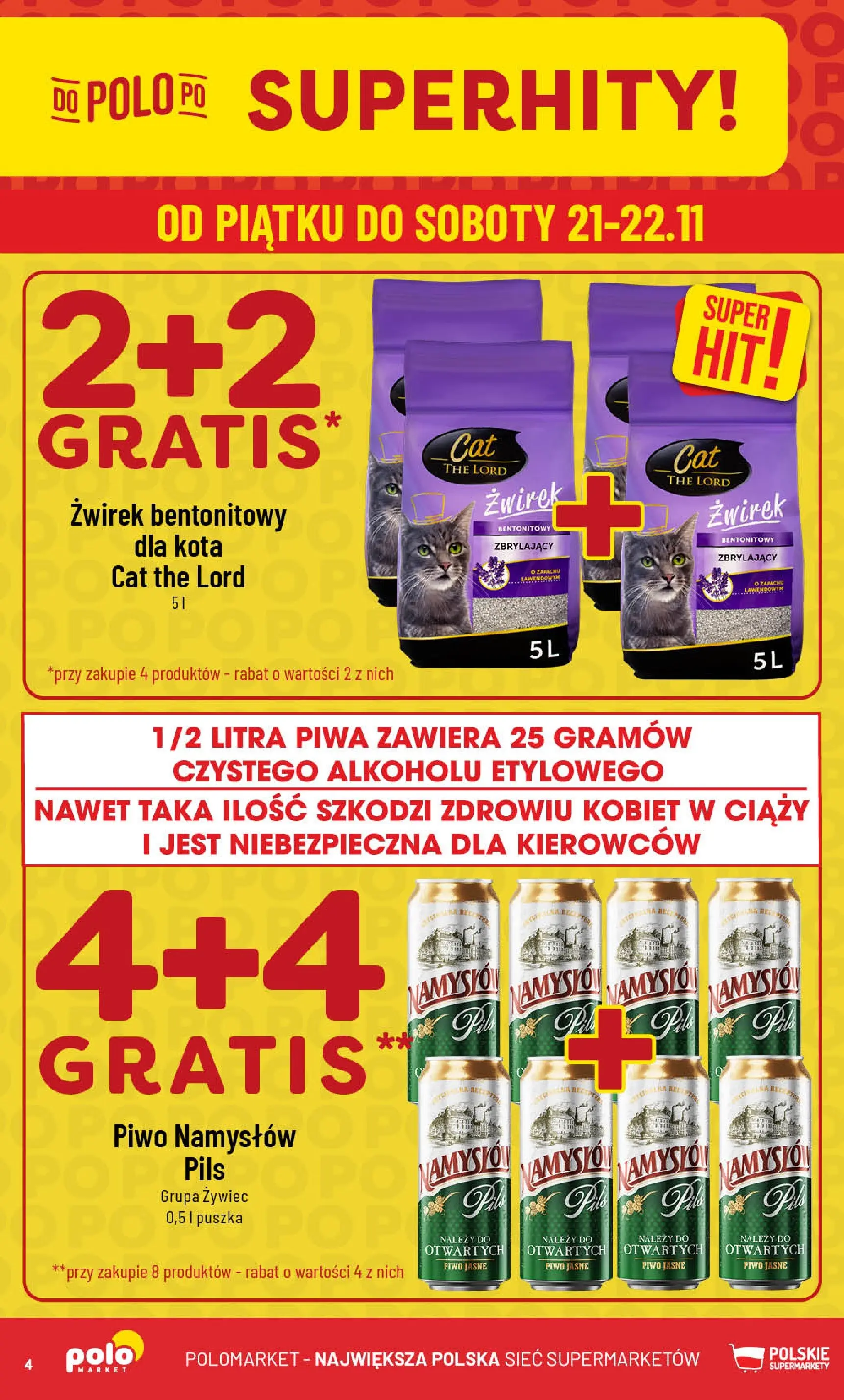 Nowa POLOmarket gazetka od jutra (19.11.2025) | Strona: 4 | Produkty: Piwo, Żwirek bentonitowy, Piwo Namysłów Nowa POLOmarket gazetka od jutra 19.11.2025 (PDF) | Strona: 4 | Produkty: Piwo, Żwirek bentonitowy, Piwo Namysłów