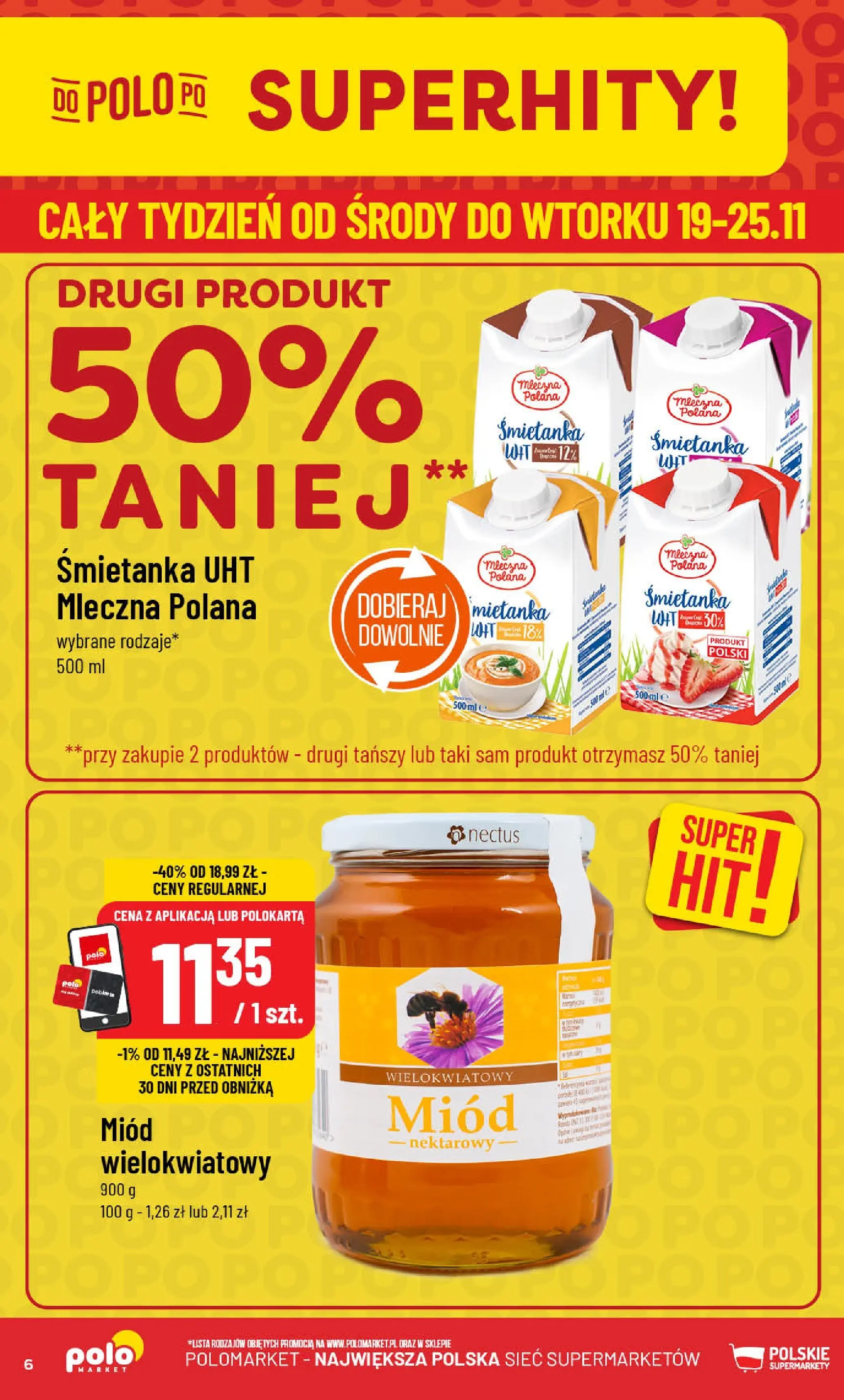 Nowa POLOmarket gazetka od jutra (19.11.2025) | Strona: 6 | Produkty: Miód Nowa POLOmarket gazetka od jutra 19.11.2025 (PDF) | Strona: 6 | Produkty: Miód