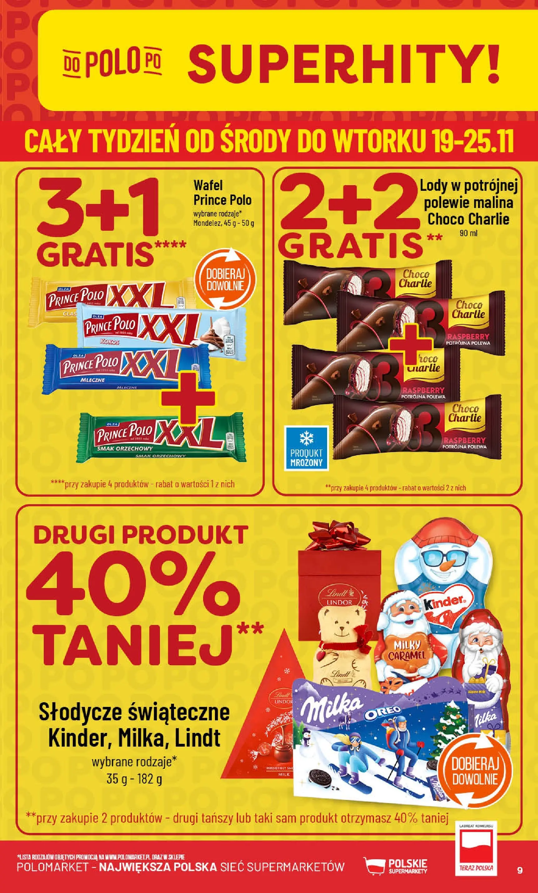 Nowa POLOmarket gazetka od jutra (19.11.2025) | Strona: 9 | Produkty: Słodycze, Malina, Milka, Lody Nowa POLOmarket gazetka od jutra 19.11.2025 (PDF) | Strona: 9 | Produkty: Słodycze, Malina, Milka, Lody