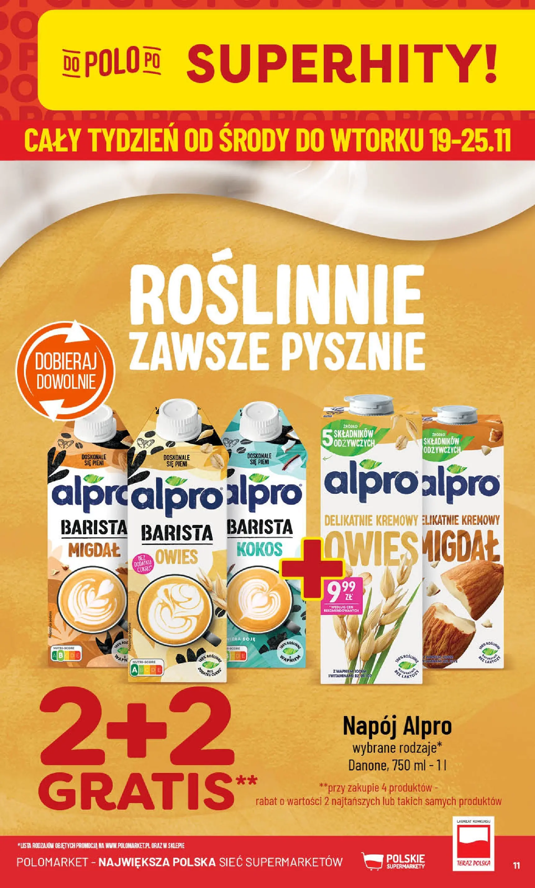Nowa POLOmarket gazetka od jutra (19.11.2025) | Strona: 11 | Produkty: Alpro Nowa POLOmarket gazetka od jutra 19.11.2025 (PDF) | Strona: 11 | Produkty: Alpro