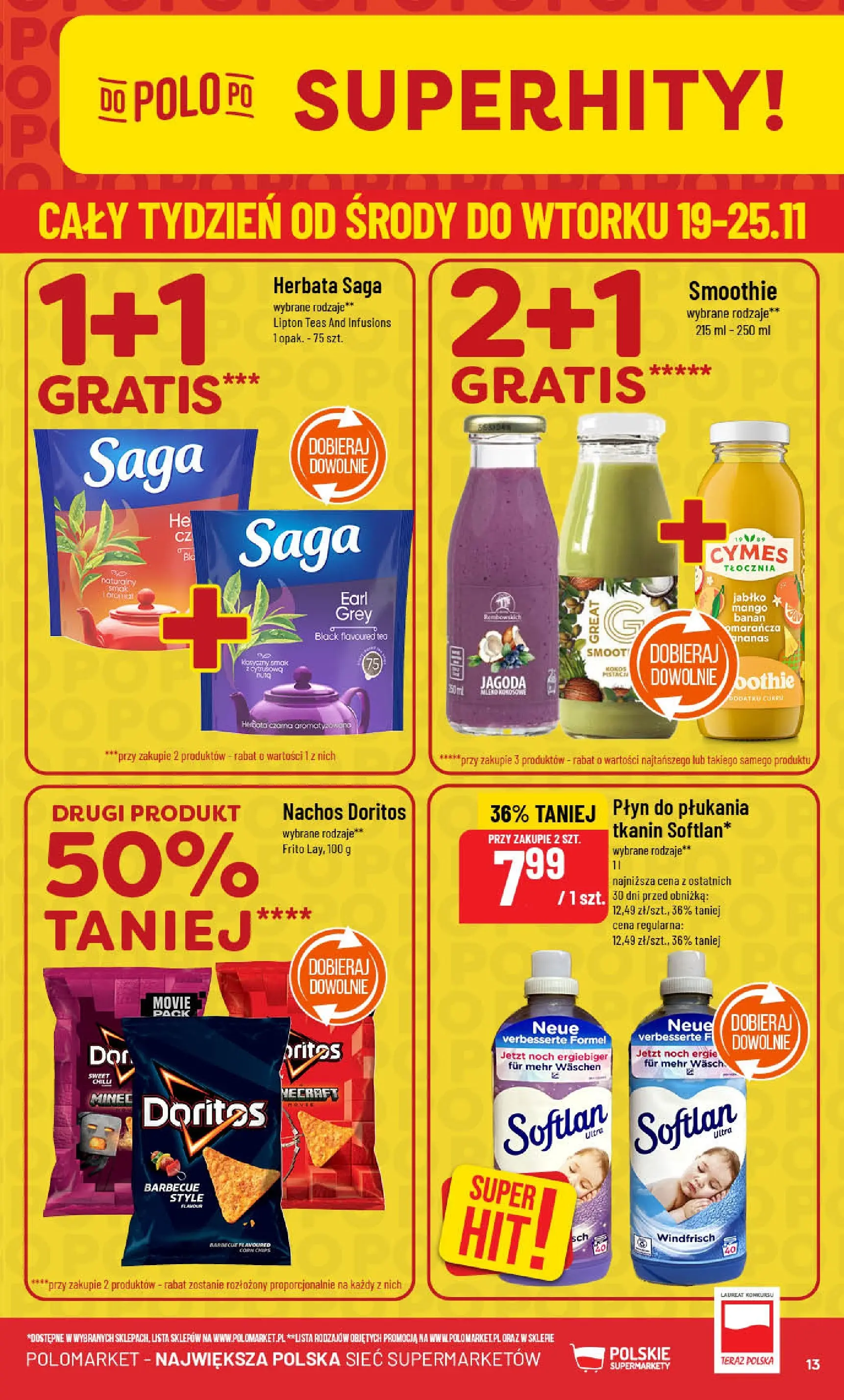 Nowa POLOmarket gazetka od jutra (19.11.2025) | Strona: 13 | Produkty: Nachos, Doritos, Banan, Ananas Nowa POLOmarket gazetka od jutra 19.11.2025 (PDF) | Strona: 13 | Produkty: Nachos, Doritos, Banan, Ananas