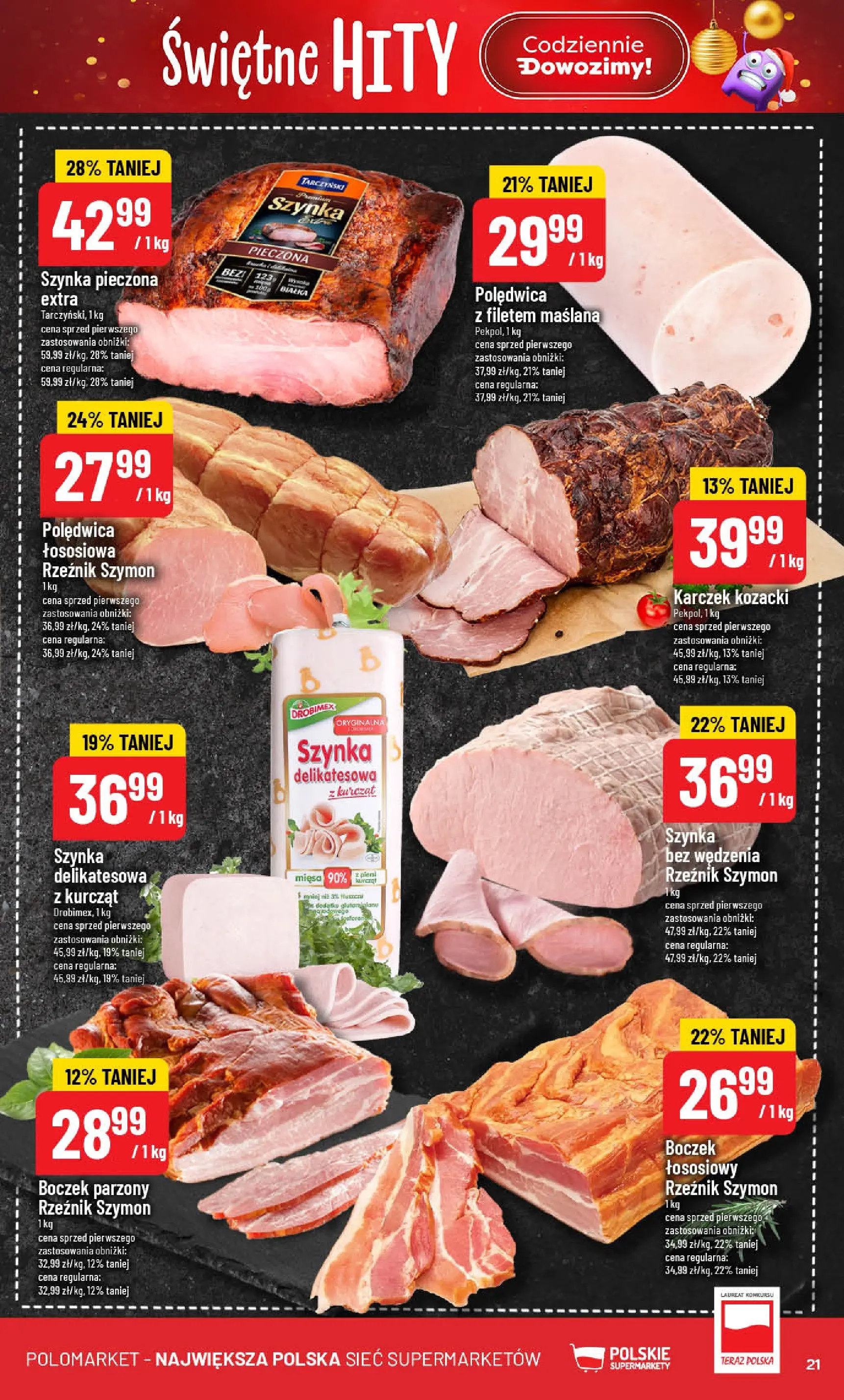 Nowa POLOmarket gazetka od jutra (19.11.2025) | Strona: 21 | Produkty: Piersi, Szynka, Boczek, Boczek parzony Nowa POLOmarket gazetka od jutra 19.11.2025 (PDF) | Strona: 21 | Produkty: Piersi, Szynka, Boczek, Boczek parzony