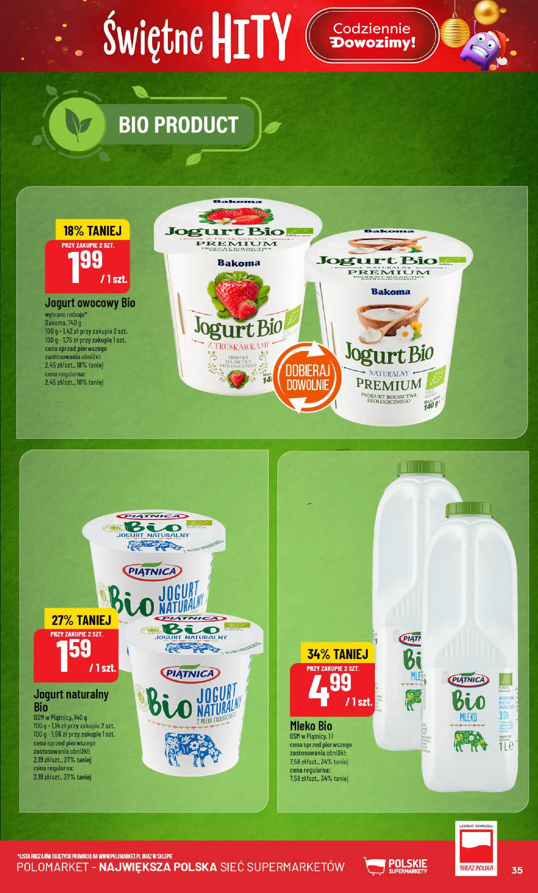 Nowa POLOmarket gazetka od jutra (19.11.2025) | Strona: 35 | Produkty: Jogurt naturalny, Mleka, Jogurt owocowy, Mleko Nowa POLOmarket gazetka od jutra 19.11.2025 (PDF) | Strona: 35 | Produkty: Jogurt naturalny, Mleka, Jogurt owocowy, Mleko