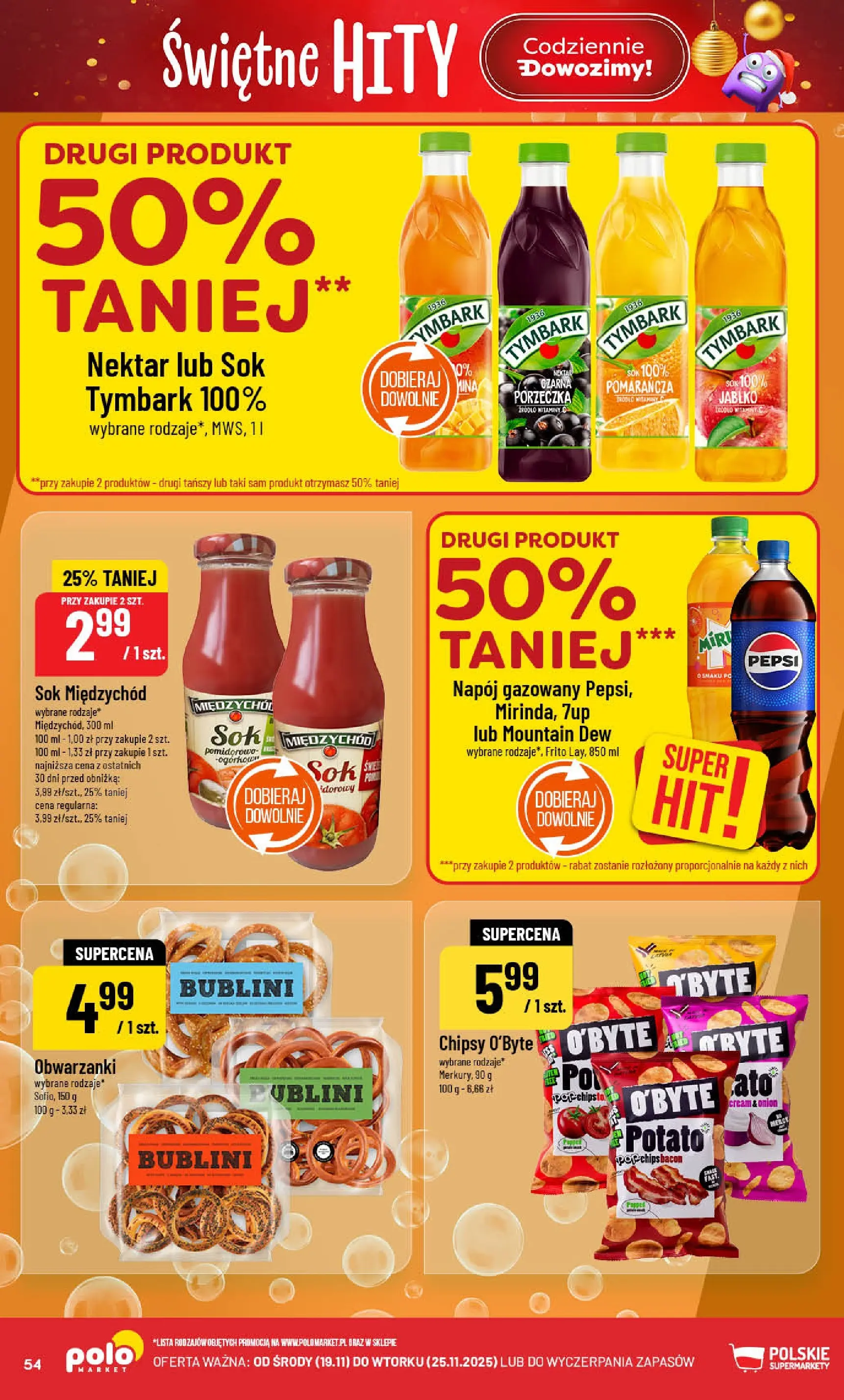 Nowa POLOmarket gazetka od jutra (19.11.2025) | Strona: 54 | Produkty: Chipsy, Merci, Porzeczka, Sok Nowa POLOmarket gazetka od jutra 19.11.2025 (PDF) | Strona: 54 | Produkty: Chipsy, Merci, Porzeczka, Sok