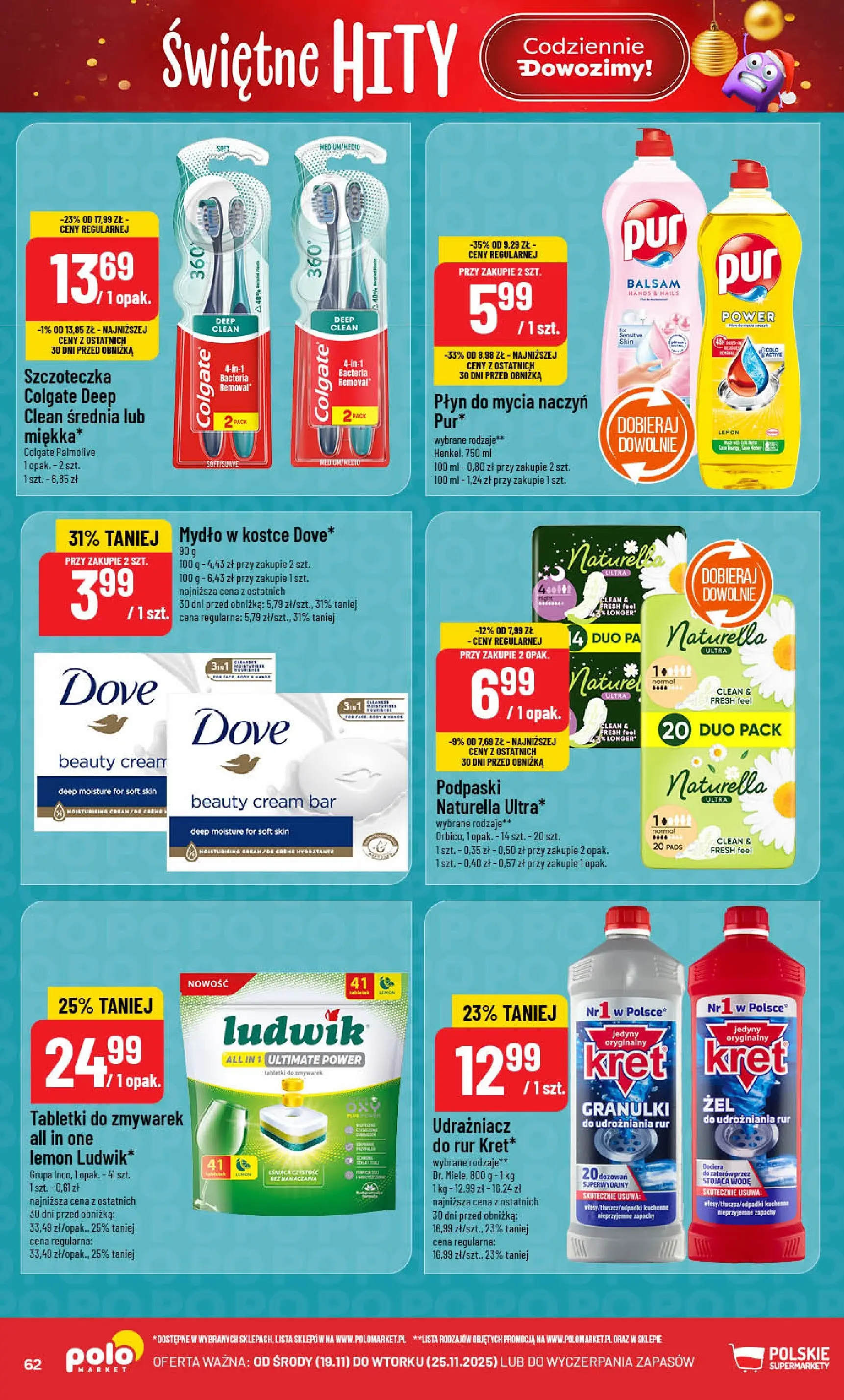 Nowa POLOmarket gazetka od jutra (19.11.2025) | Strona: 62 | Produkty: Podpaski, Mydło, Płyn do mycia naczyń Nowa POLOmarket gazetka od jutra 19.11.2025 (PDF) | Strona: 62 | Produkty: Podpaski, Mydło, Płyn do mycia naczyń