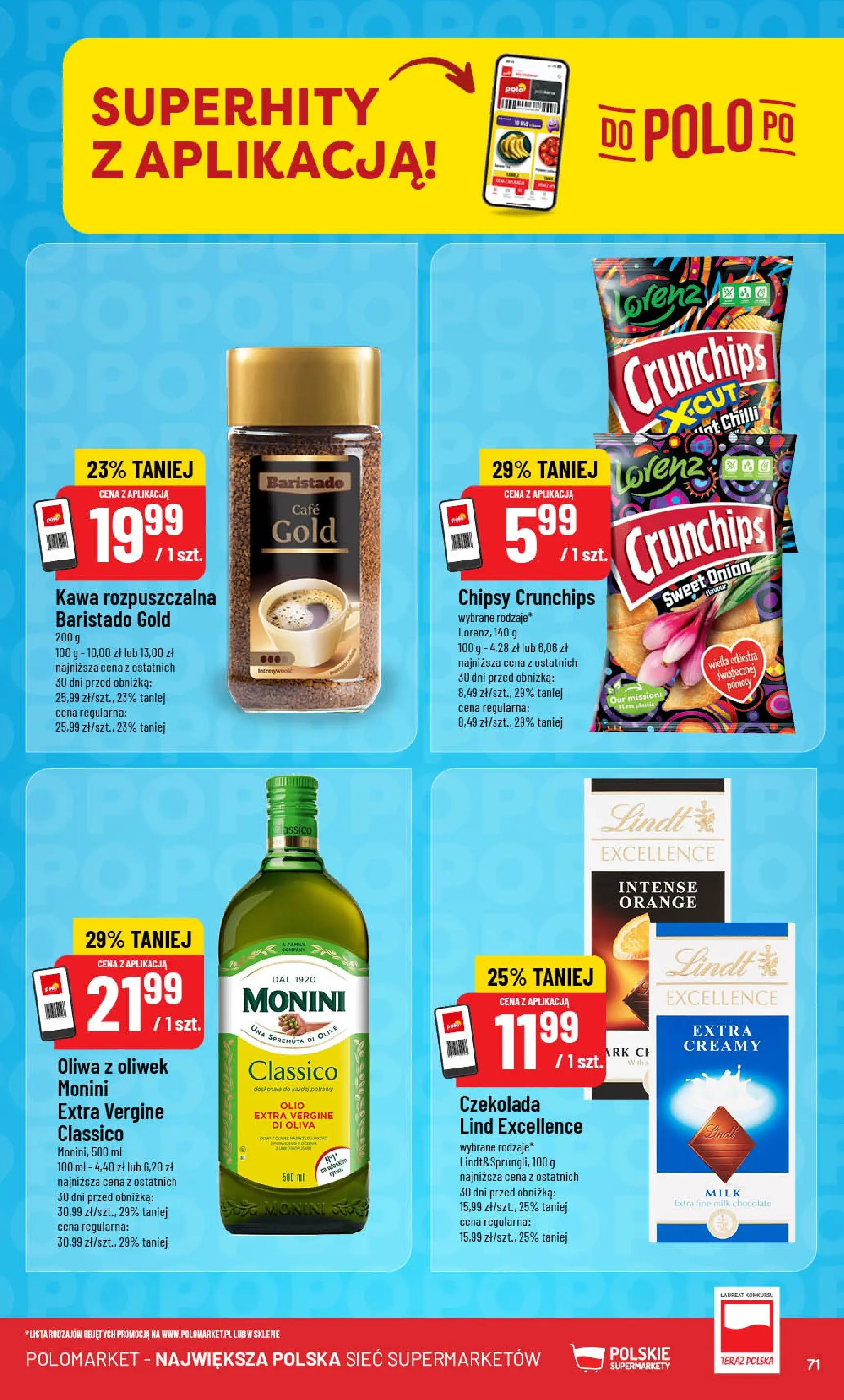 Nowa POLOmarket gazetka od jutra (19.11.2025) | Strona: 71 | Produkty: Chipsy, Oliwa z oliwek, Kawa rozpuszczalna, Kawa Nowa POLOmarket gazetka od jutra 19.11.2025 (PDF) | Strona: 71 | Produkty: Chipsy, Oliwa z oliwek, Kawa rozpuszczalna, Kawa