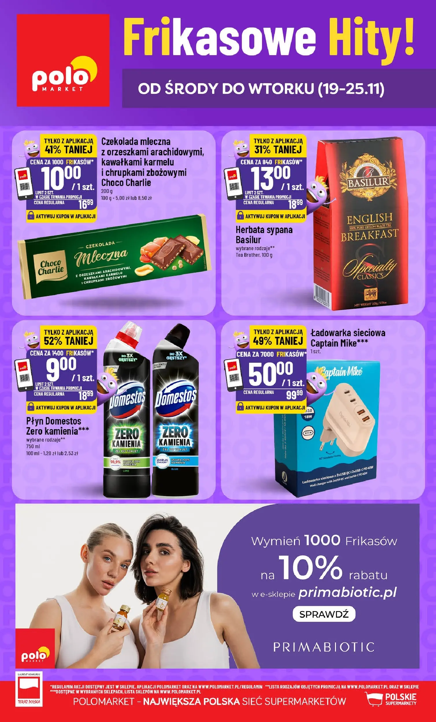 Nowa POLOmarket gazetka od jutra 19.11.2025 (PDF) | Strona: 1 | Produkty: Czekolada mleczna, Ładowarka, Czekolada, Herbata