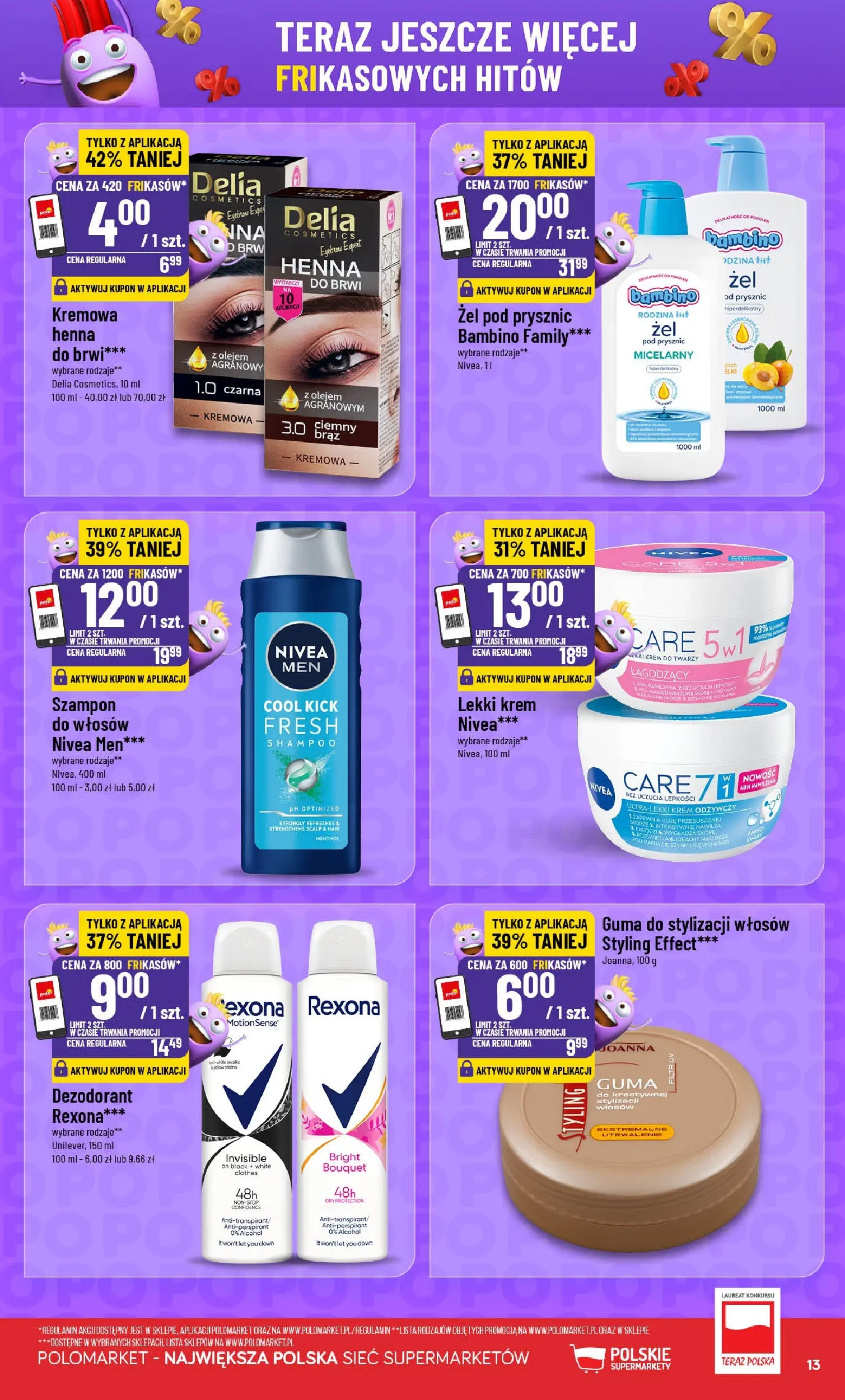 Nowa POLOmarket gazetka od jutra 19.11.2025 (PDF) | Strona: 13 | Produkty: Prysznic, Szampon, Żel pod prysznic, Krem do twarzy