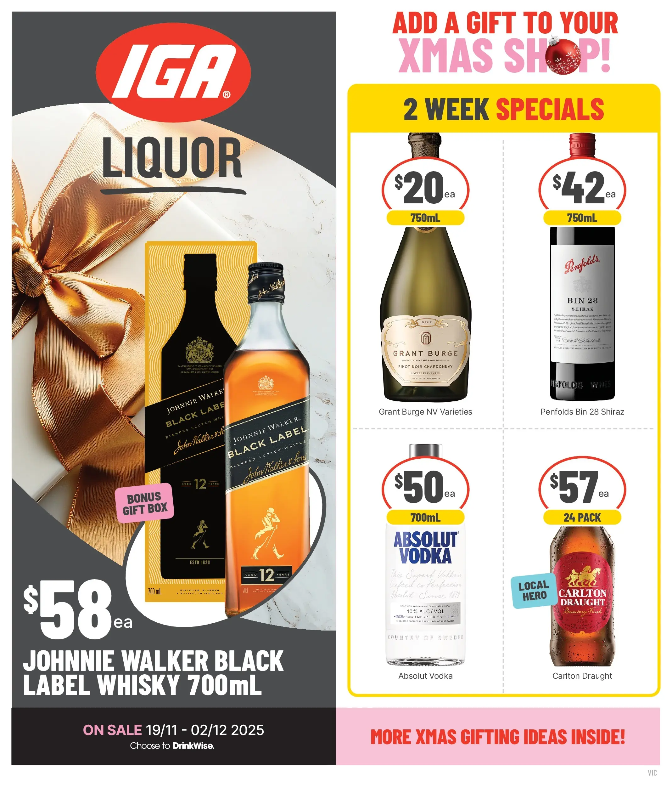Deals - Add a Gift to your Xmas Shop 19/11 - 18/11/2025 > weekly / monthly specials | Page: 1 | Products: Box, Vodka, Scotch
