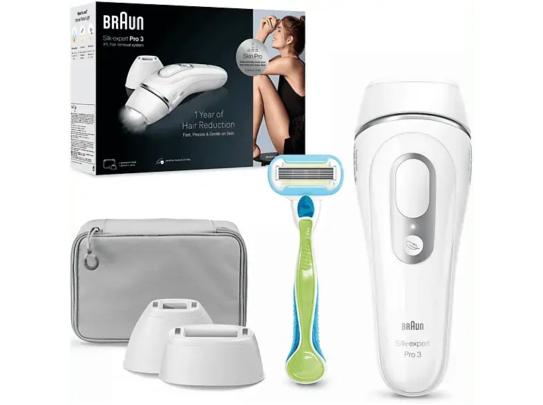 Braun PL3122 Silk-expert Pro IPL-Haarentfernungsgerät (Silber, mit VAR_Type_137118573, Netzbetrieb)
