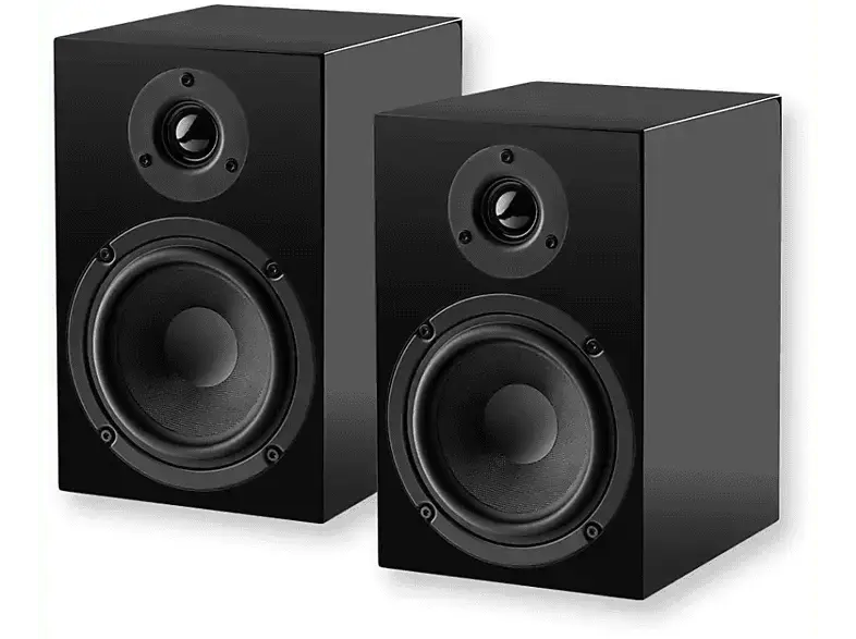 Pro-Ject Speaker Box 5 E HiFi Regallautsprecher (Paar), Hochglanz Schwarz