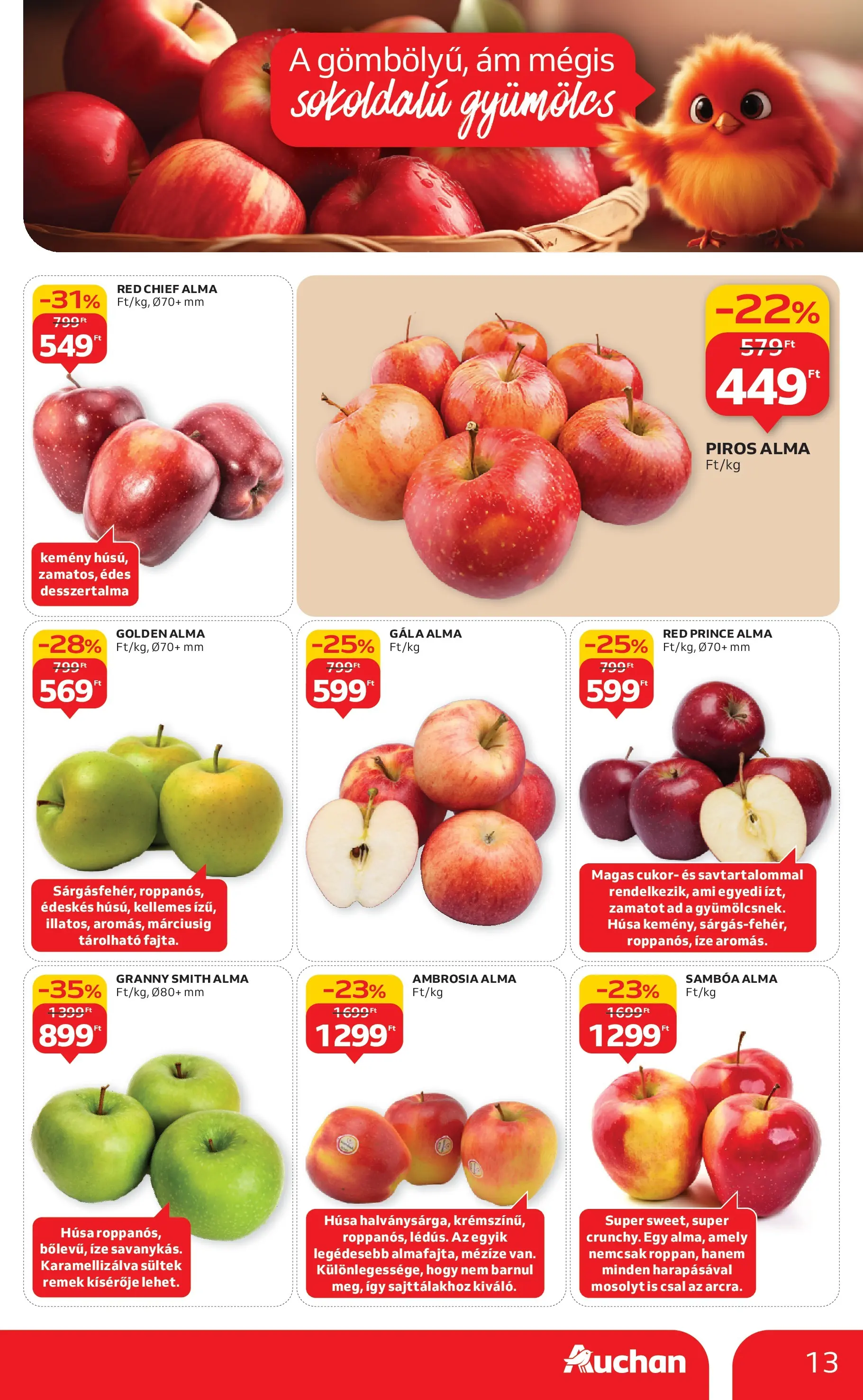 Akciós újság új Auchan - 2025.11.19. -tól/töl ⏳ | Oldal: 13 | Termékek: Gyümölcs, Alma, Cukor Auchan - Auchan újság érvényessége 11.26.-ig - 2025.11.19. -tól/töl > akció, lapozható szórólap 🛍️ | Oldal: 13 | Termékek: Gyümölcs, Alma, Cukor