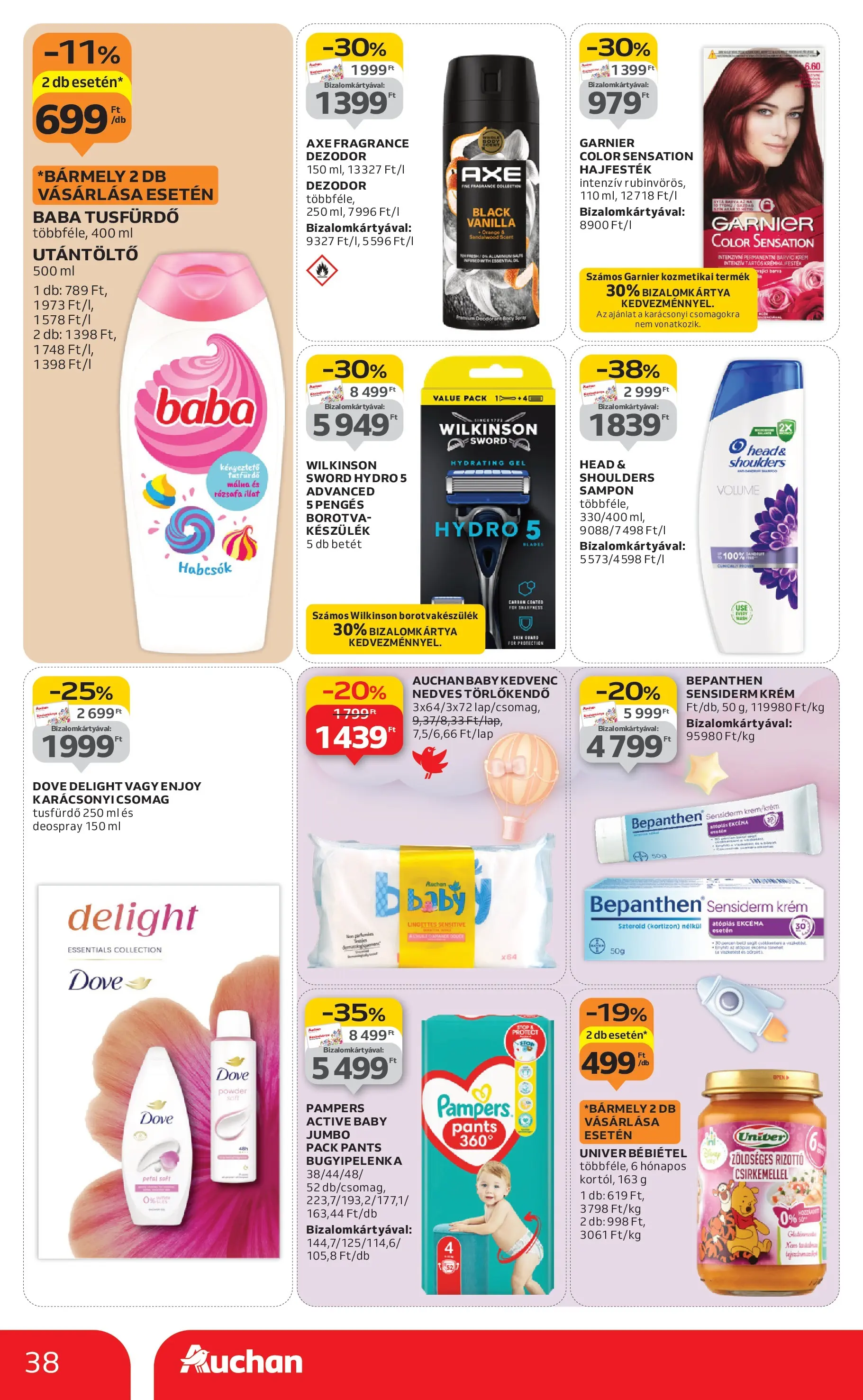 Akciós újság új Auchan - 2025.11.19. -tól/töl ⏳ | Oldal: 38 | Termékek: Nedves törlőkendő, Sampon, Tusfürdő, Bébiétel Auchan - Auchan újság érvényessége 11.26.-ig - 2025.11.19. -tól/töl > akció, lapozható szórólap 🛍️ | Oldal: 38 | Termékek: Nedves törlőkendő, Sampon, Tusfürdő, Bébiétel