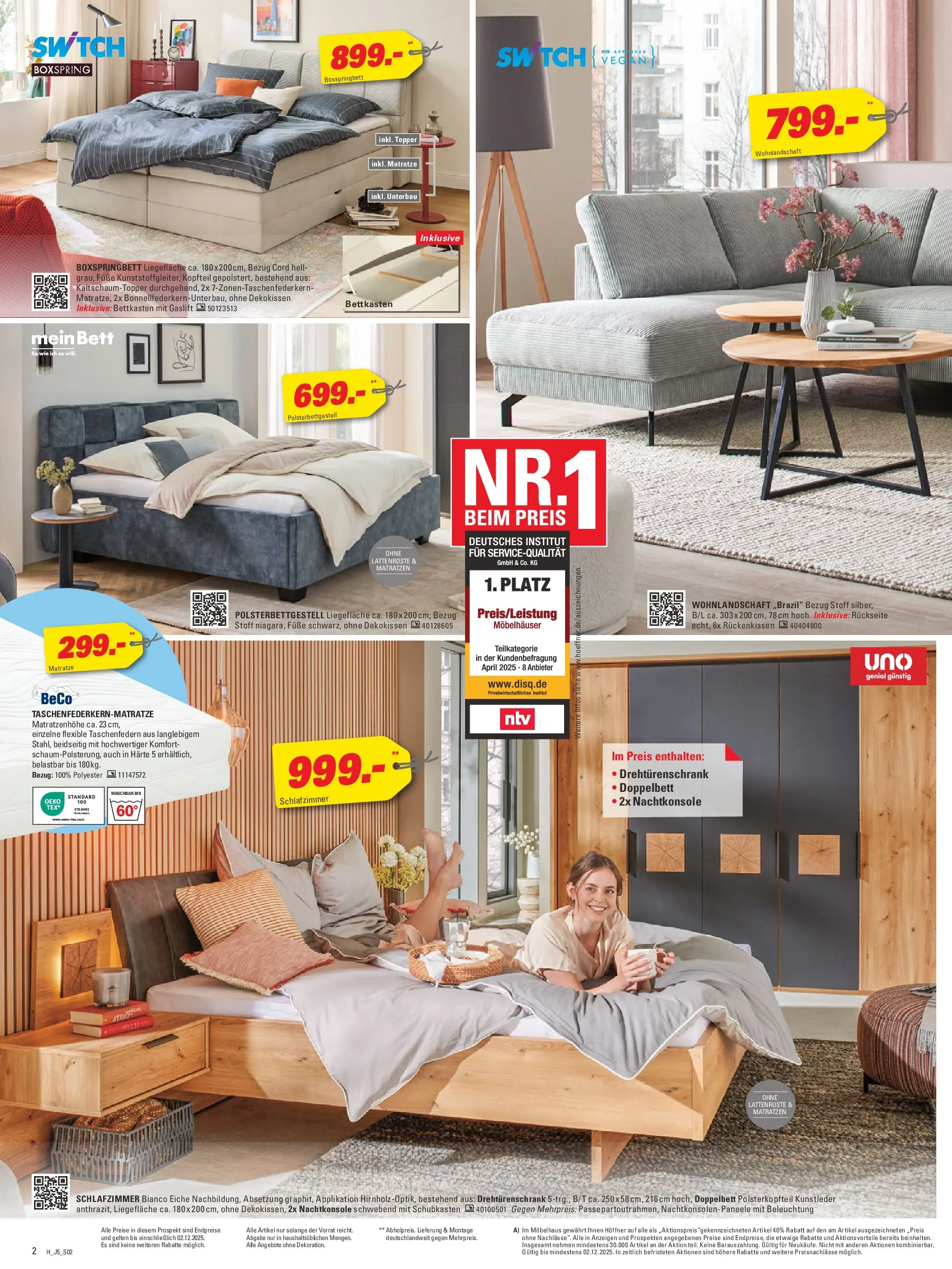 Höffner Prospekt Fuldabrück  (ab 18.11.2025) zum Blättern | Seite: 2 | Produkte: Bett, Matratze, Doppelbett, Topper