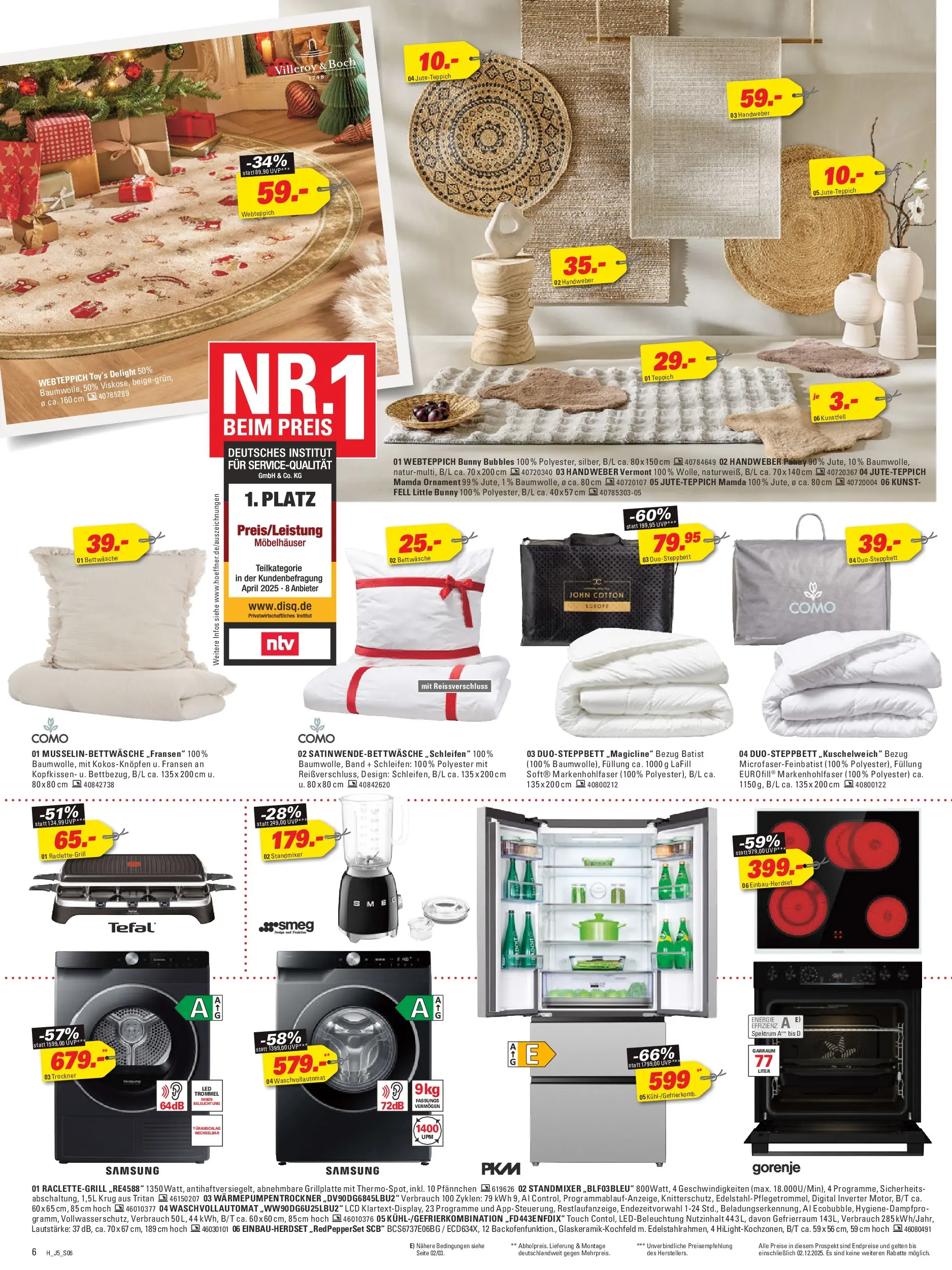 Höffner Prospekt Fuldabrück  (ab 18.11.2025) zum Blättern | Seite: 6 | Produkte: Gorenje, Kopfkissen, Samsung, Raclette