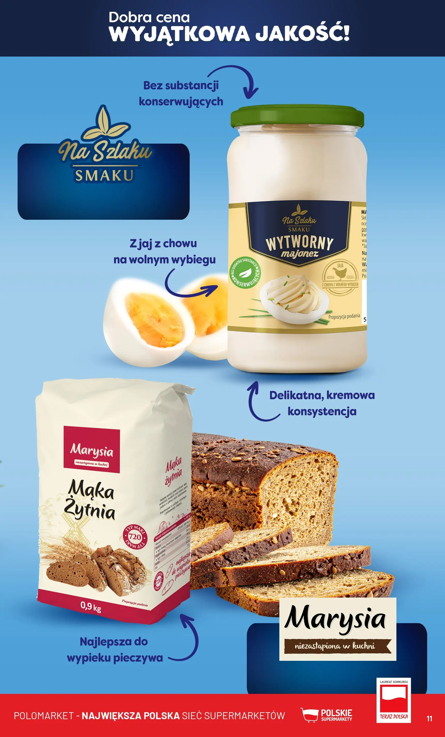 Nowa POLOmarket gazetka od jutra 19.11.2025 (PDF) | Strona: 11 | Produkty: Mąka żytnia, Majonez, Jaja