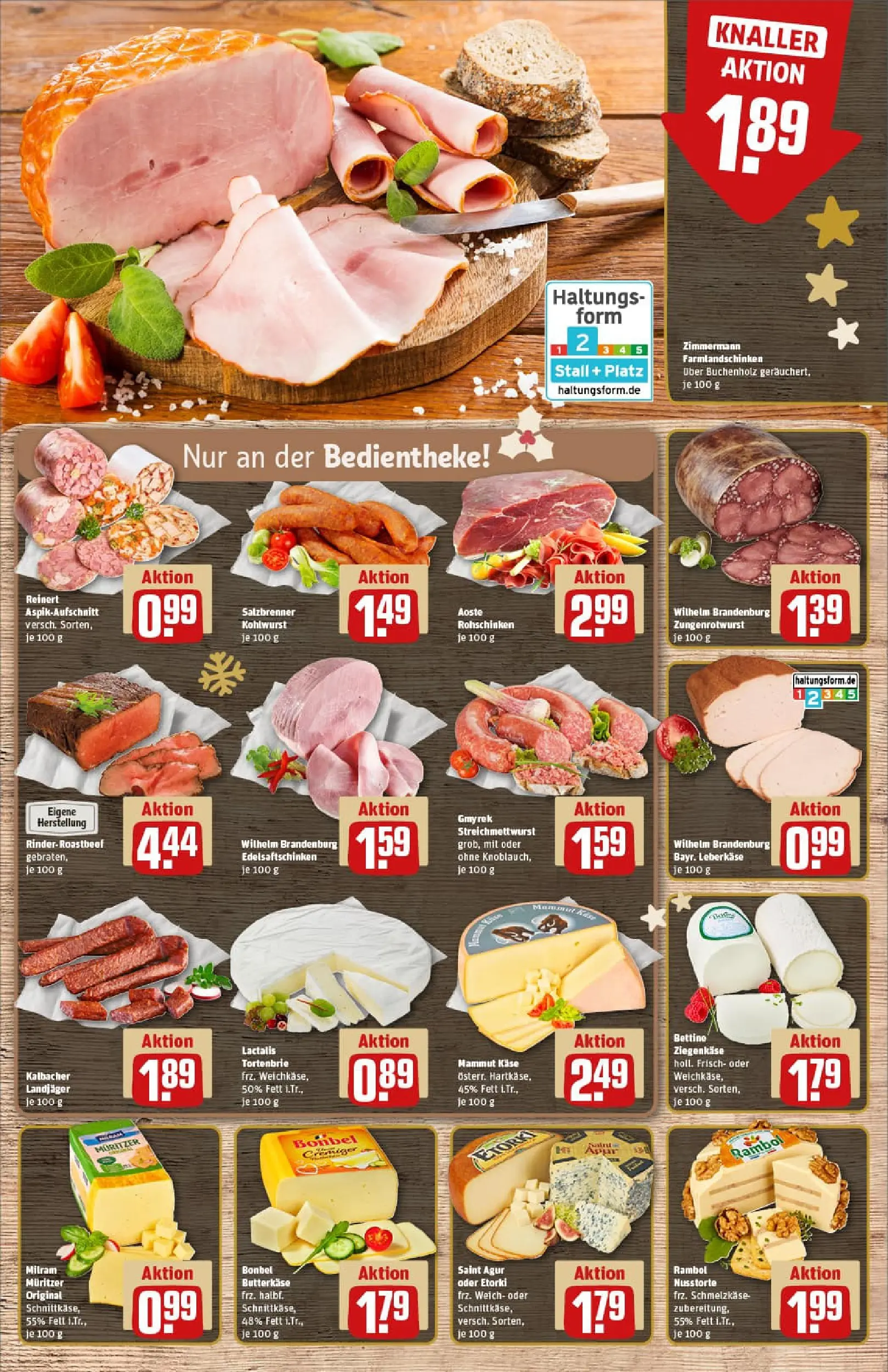 REWE Prospekt ab 23.11.2025 zum Blättern » Angebote | Seite: 9 | Produkte: Ziegenkäse, Roastbeef, Knoblauch, Leberkase