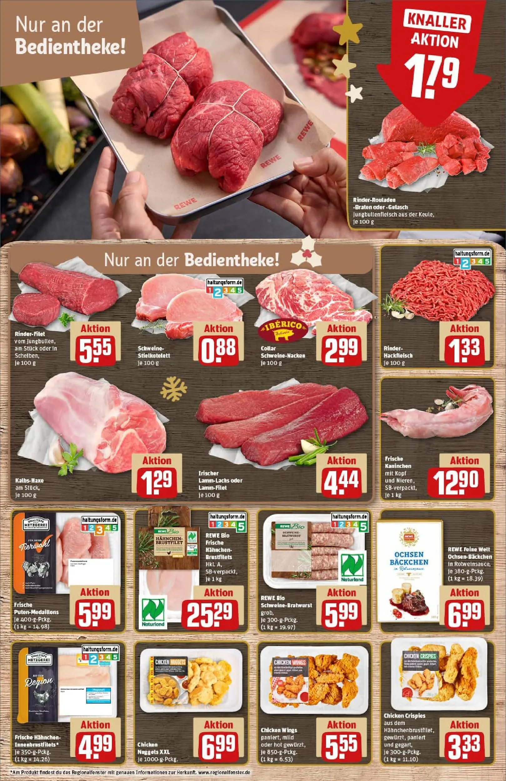 REWE Prospekt ab 23.11.2025 zum Blättern » Angebote | Seite: 10 | Produkte: Hahnchen, Kaninchen, Rinderfilet, Hackfleisch