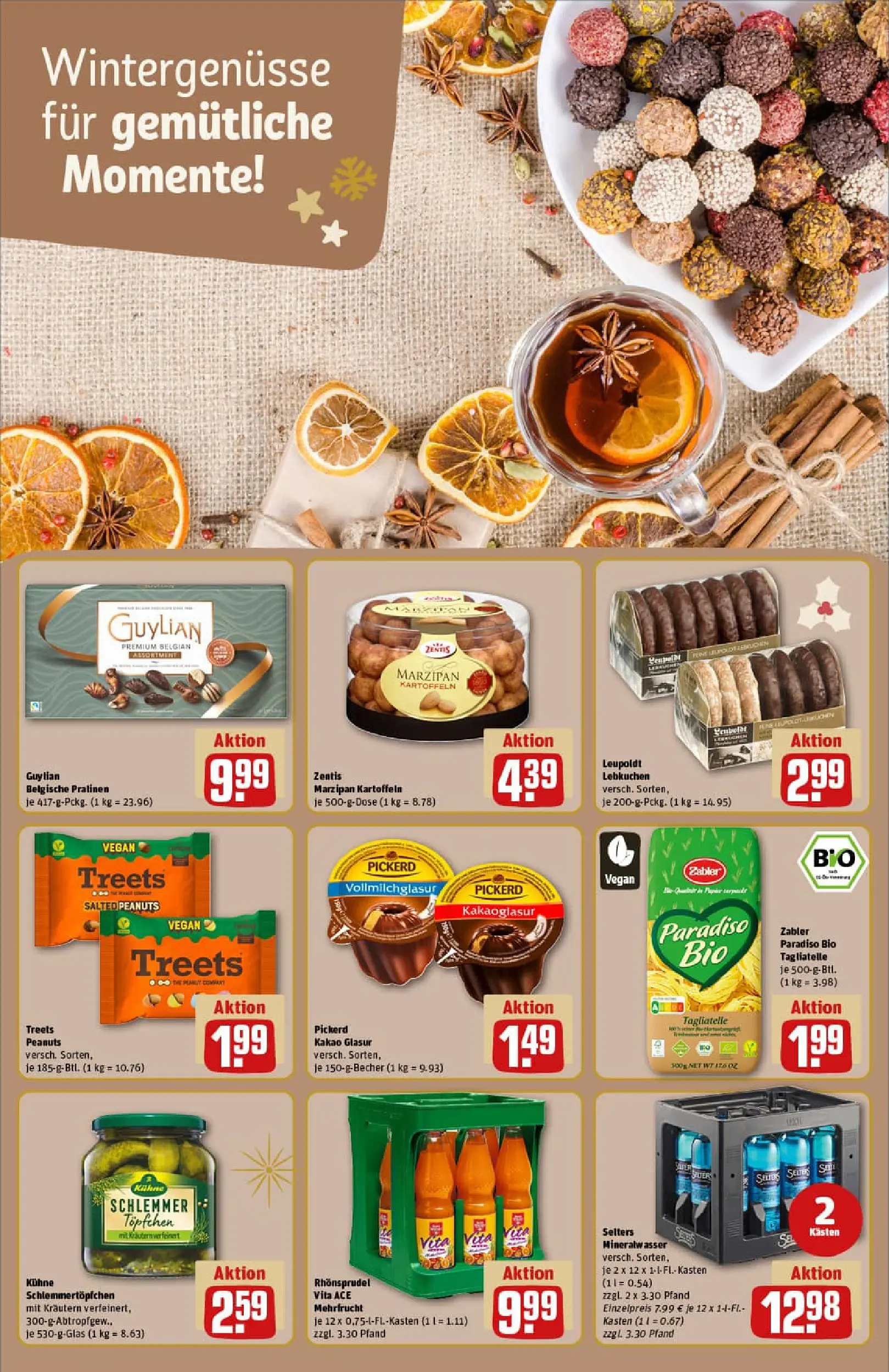 REWE Prospekt ab 23.11.2025 zum Blättern » Angebote | Seite: 18 | Produkte: Mineralwasser, Kartoffeln, Pasta, Rhonsprudel