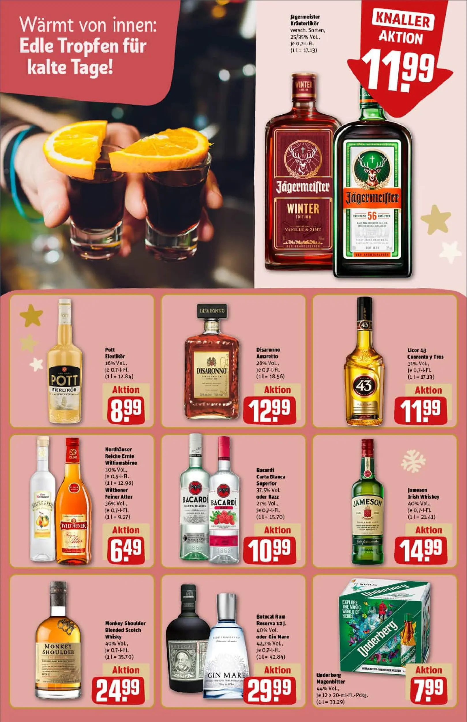 REWE Prospekt ab 23.11.2025 zum Blättern » Angebote | Seite: 19 | Produkte: Wilthener, Rum, Jameson, Jägermeister