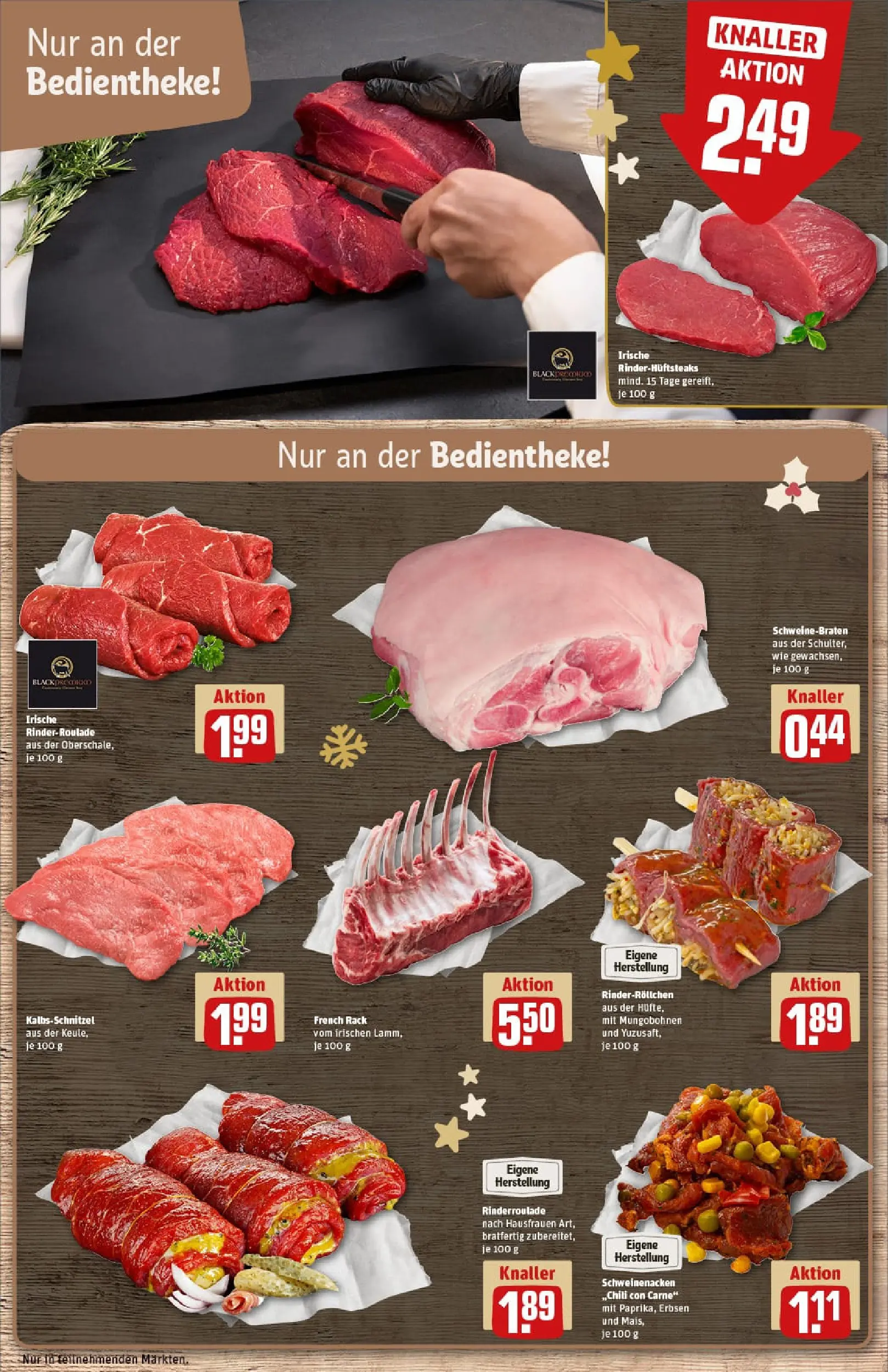 REWE Prospekt ab 23.11.2025 zum Blättern » Angebote | Seite: 10 | Produkte: Schweinenacken, Schnitzel, Steak, Erbsen