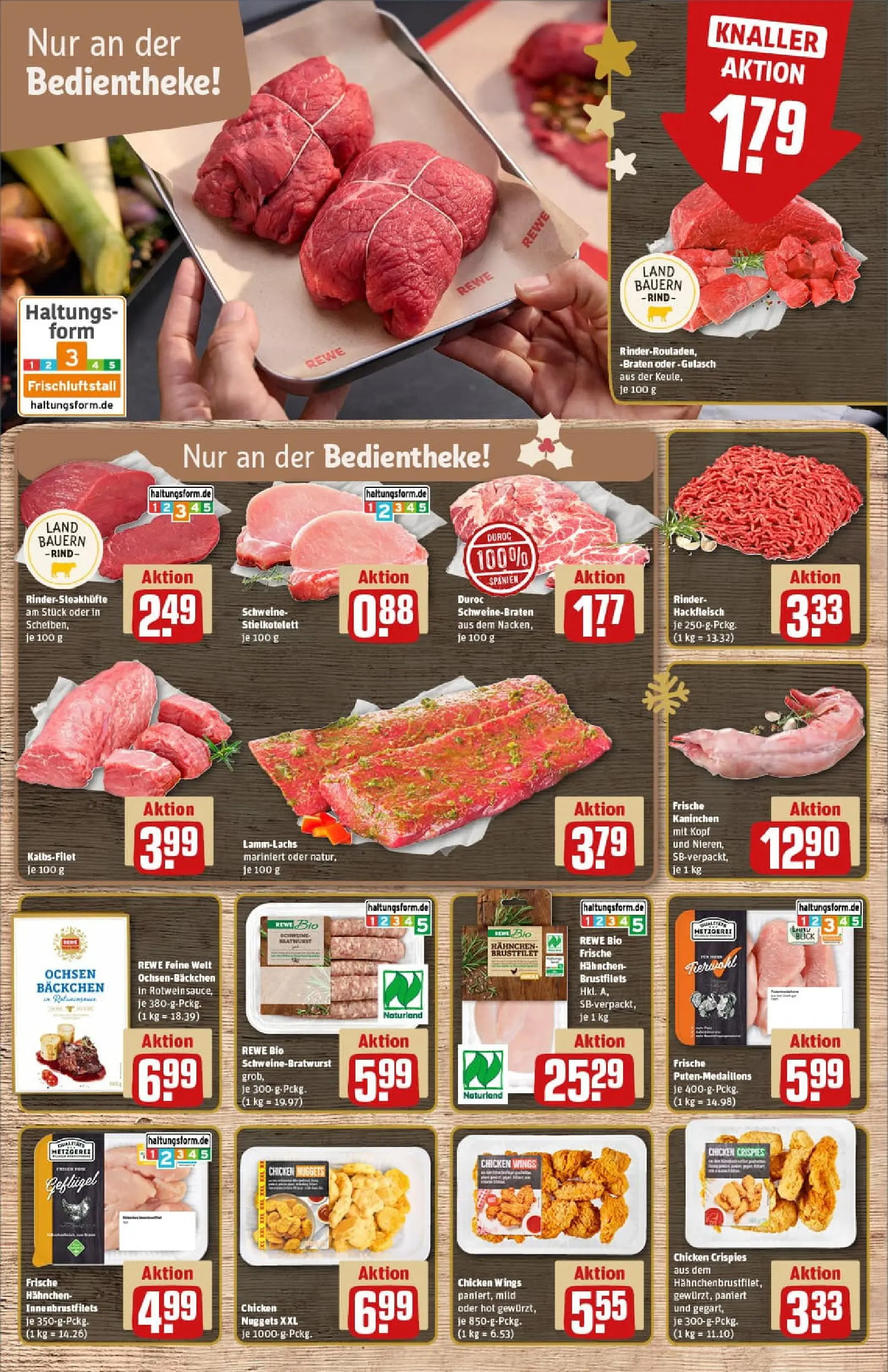 REWE Prospekt ab 23.11.2025 zum Blättern » Angebote | Seite: 10 | Produkte: Hahnchen, Kaninchen, Gulasch, Hackfleisch