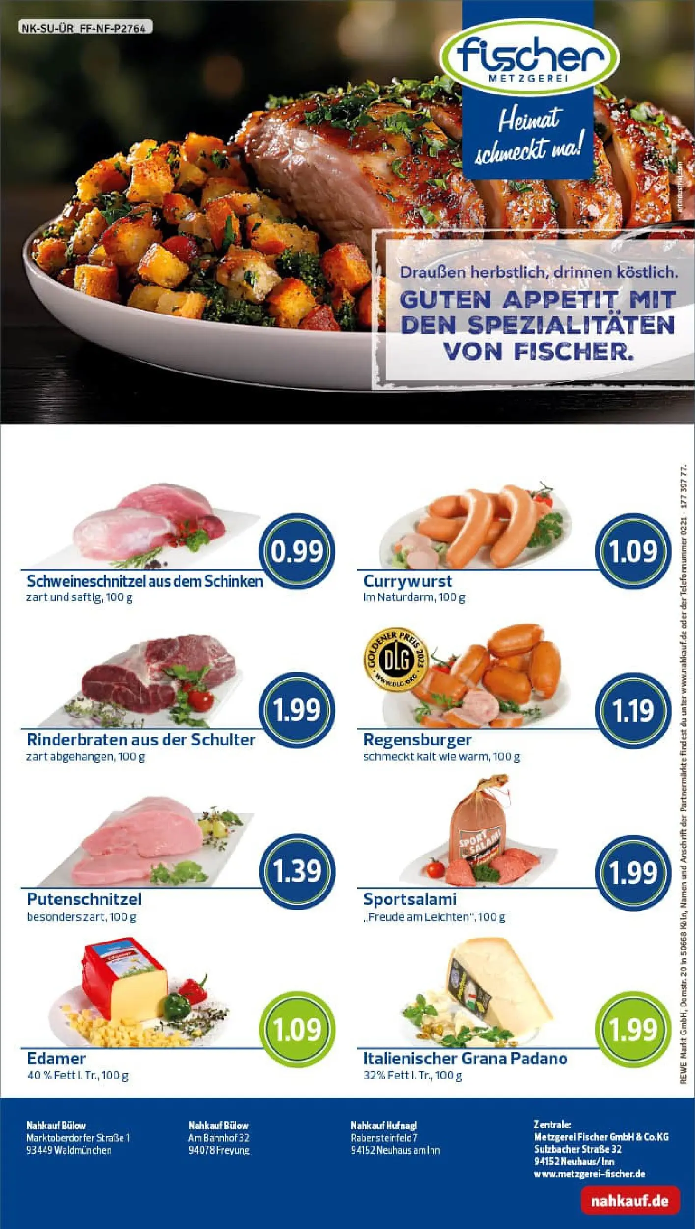 REWE Prospekt ab 23.11.2025 zum Blättern » Angebote | Seite: 8 | Produkte: Rinderbraten, Edamer, Putenschnitzel, Schinken