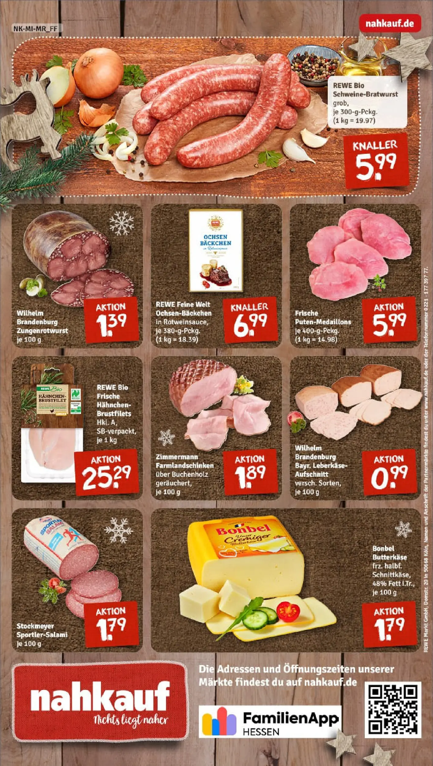 REWE Prospekt ab 23.11.2025 zum Blättern » Angebote | Seite: 8 | Produkte: Hahnchen, Salami, Leberkase