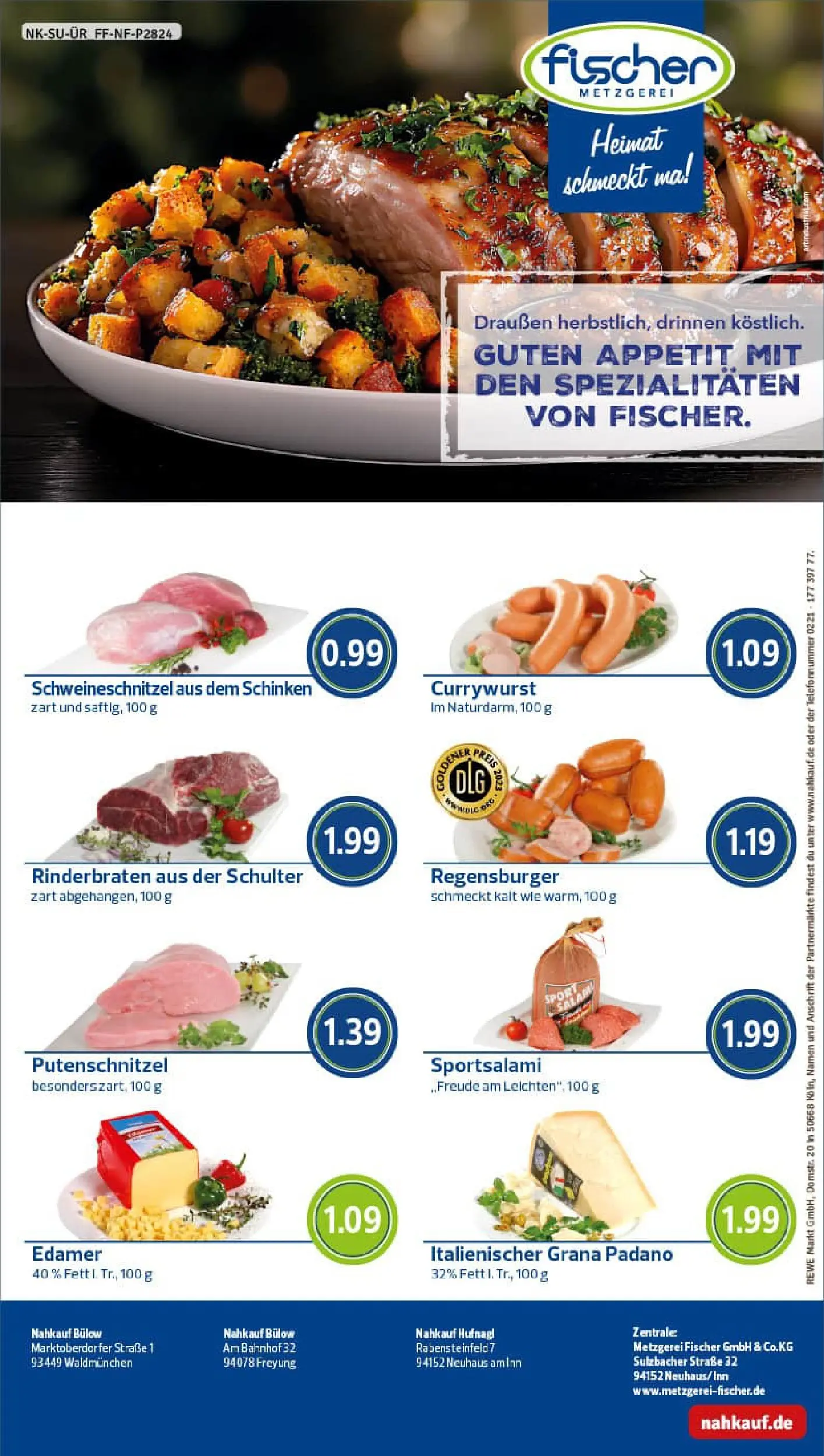 REWE Prospekt ab 23.11.2025 zum Blättern » Angebote | Seite: 8 | Produkte: Rinderbraten, Edamer, Putenschnitzel, Schinken