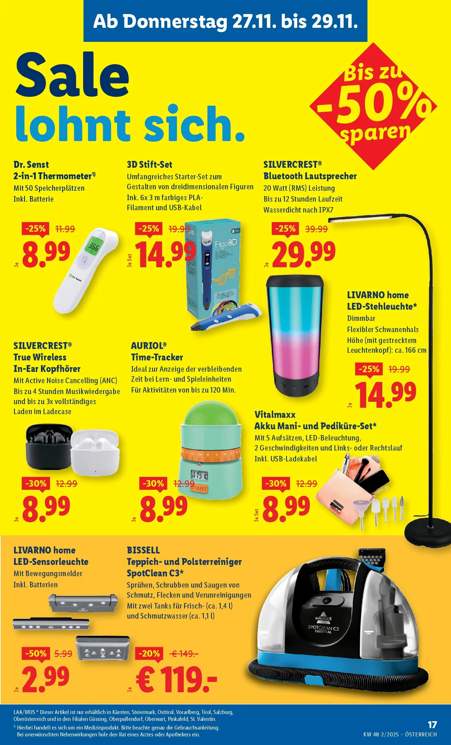 Lidl - Lidl: Flugblatt in deiner Nähe ab 26.11.2025 - Angebote ab donnerstag | Seite: 19 | Produkte: Kopfhörer, Lautsprecher, Batterie, Teppich