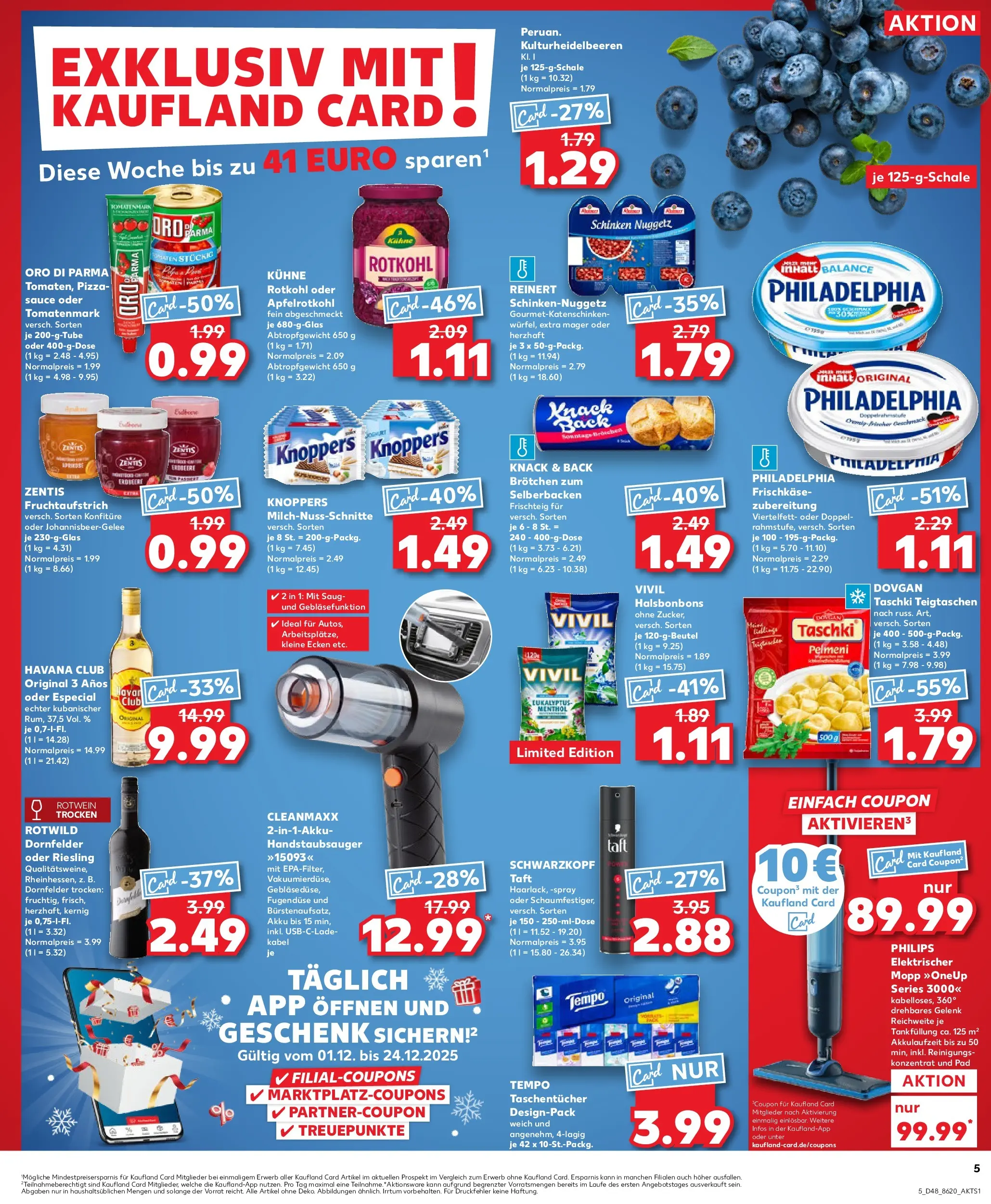 Prospekt Kaufland ab 27.11.2025 » Angebote Online zum Blättern | Seite: 5 | Produkte: Rotkohl, Philadelphia, Rum, Tempo