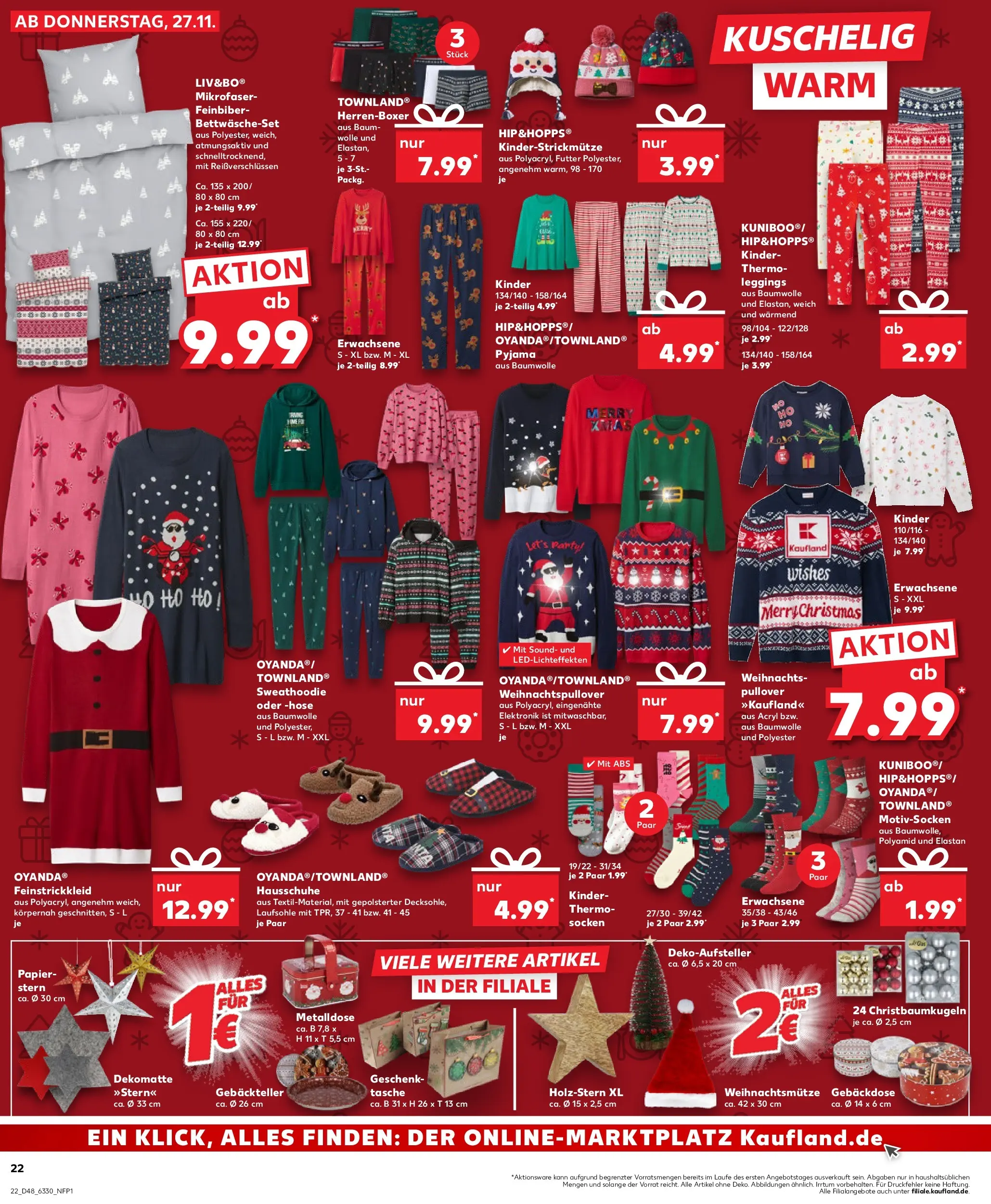 Prospekt Kaufland ab 27.11.2025 » Angebote Online zum Blättern | Seite: 22 | Produkte: Tasche, Hoodie, Pyjama, Hausschuhe