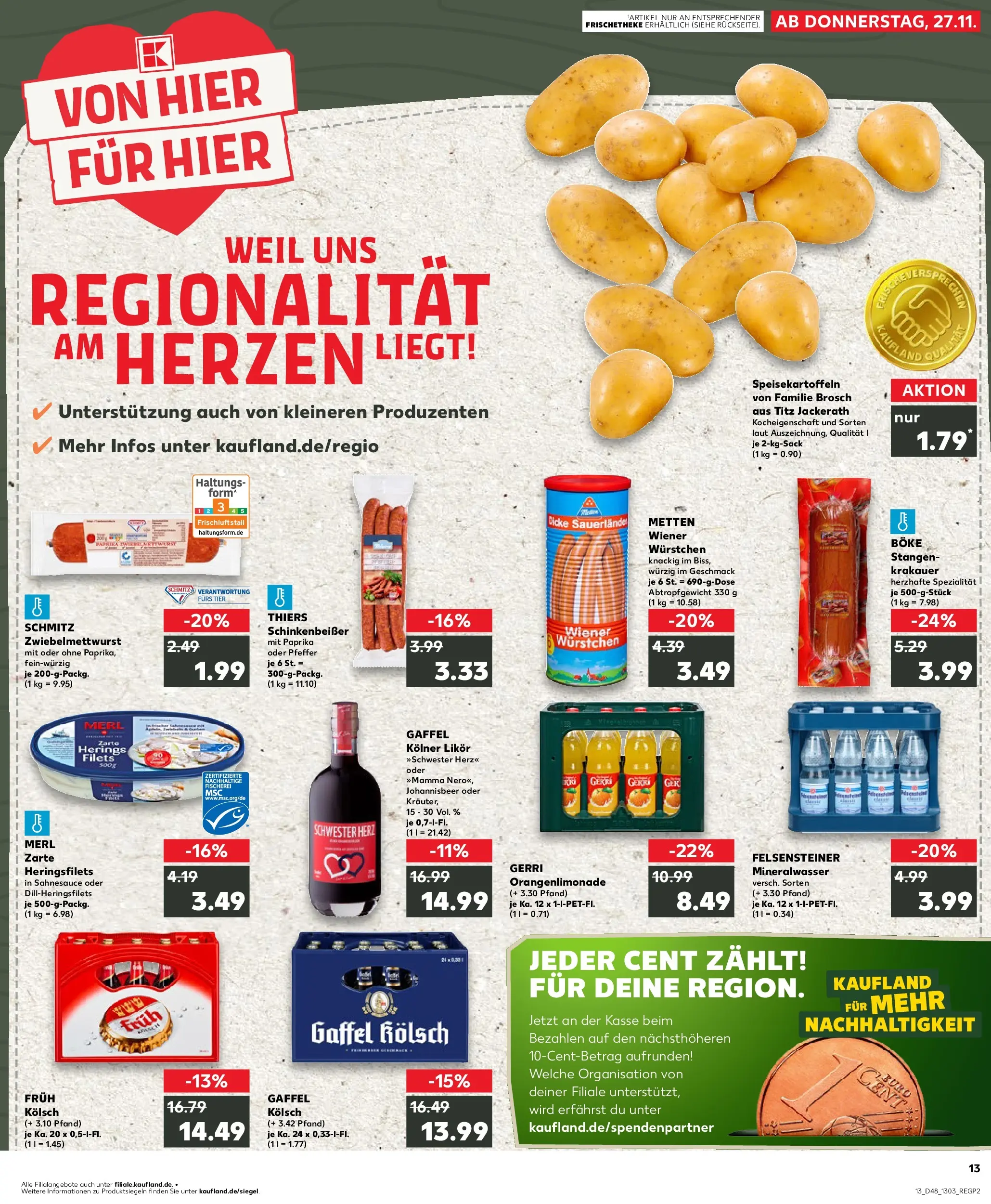 Prospekt Kaufland ab 27.11.2025 » Angebote Online zum Blättern | Seite: 1 | Produkte: Wiener wurstchen, Likör, Mineralwasser, Paprika