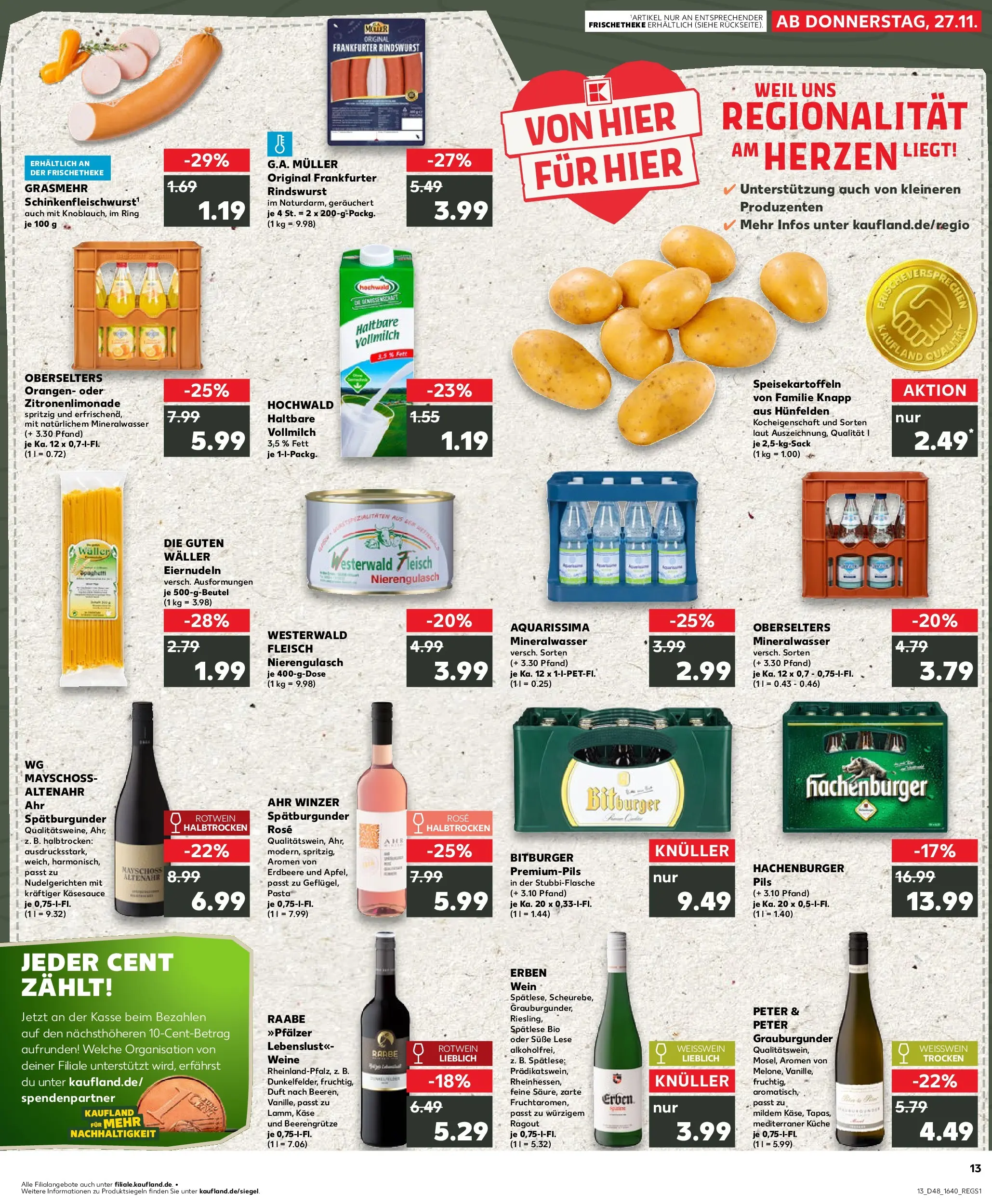 Prospekt Kaufland ab 27.11.2025 » Angebote Online zum Blättern | Seite: 13 | Produkte: Bitburger, Rotwein, Duft, Mineralwasser