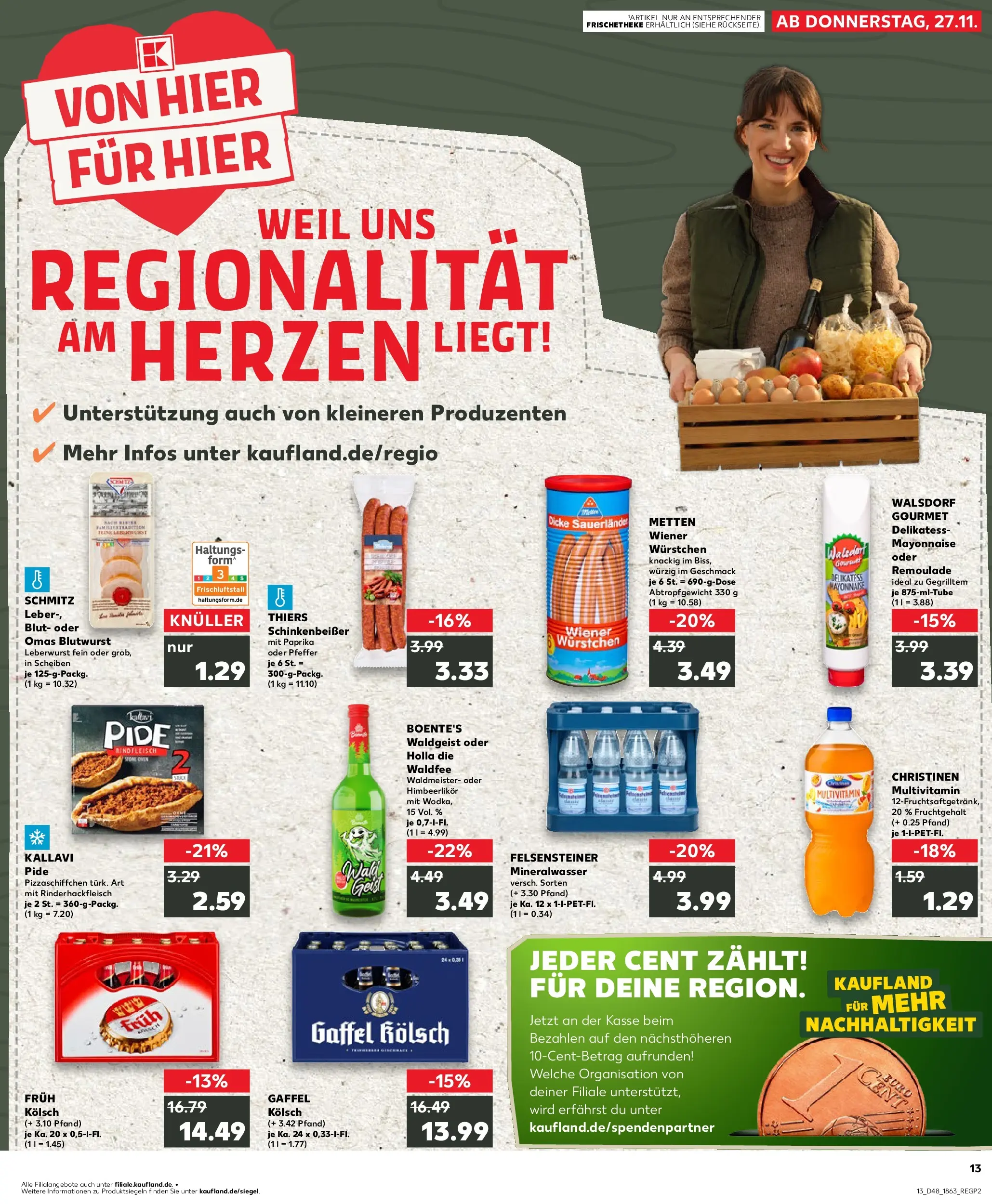 Prospekt Kaufland ab 27.11.2025 » Angebote Online zum Blättern | Seite: 1 | Produkte: Mineralwasser, Paprika, Pizza, Rindfleisch