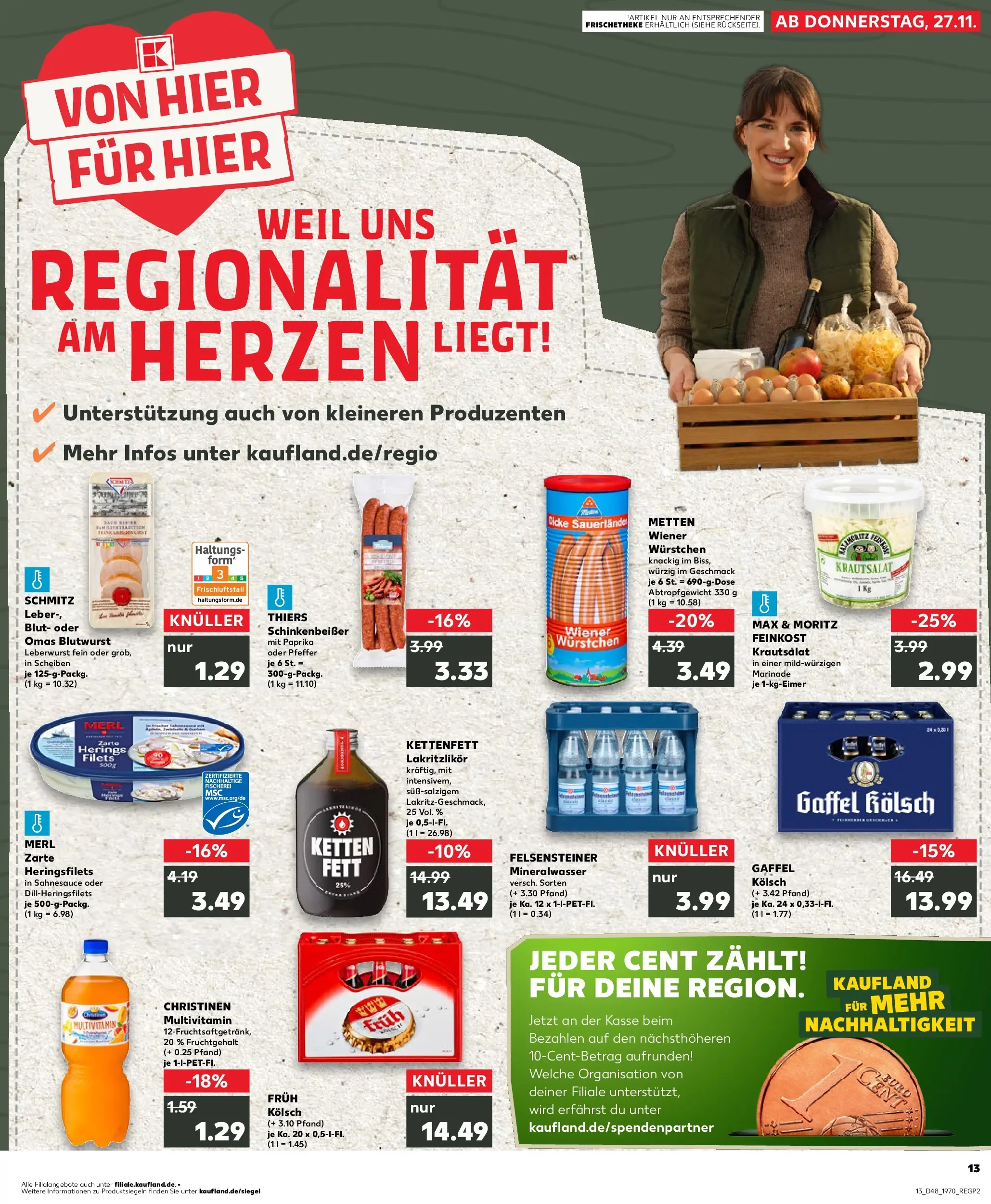 Prospekt Kaufland ab 27.11.2025 » Angebote Online zum Blättern | Seite: 1 | Produkte: Wiener wurstchen, Mineralwasser, Paprika, Pfeffer