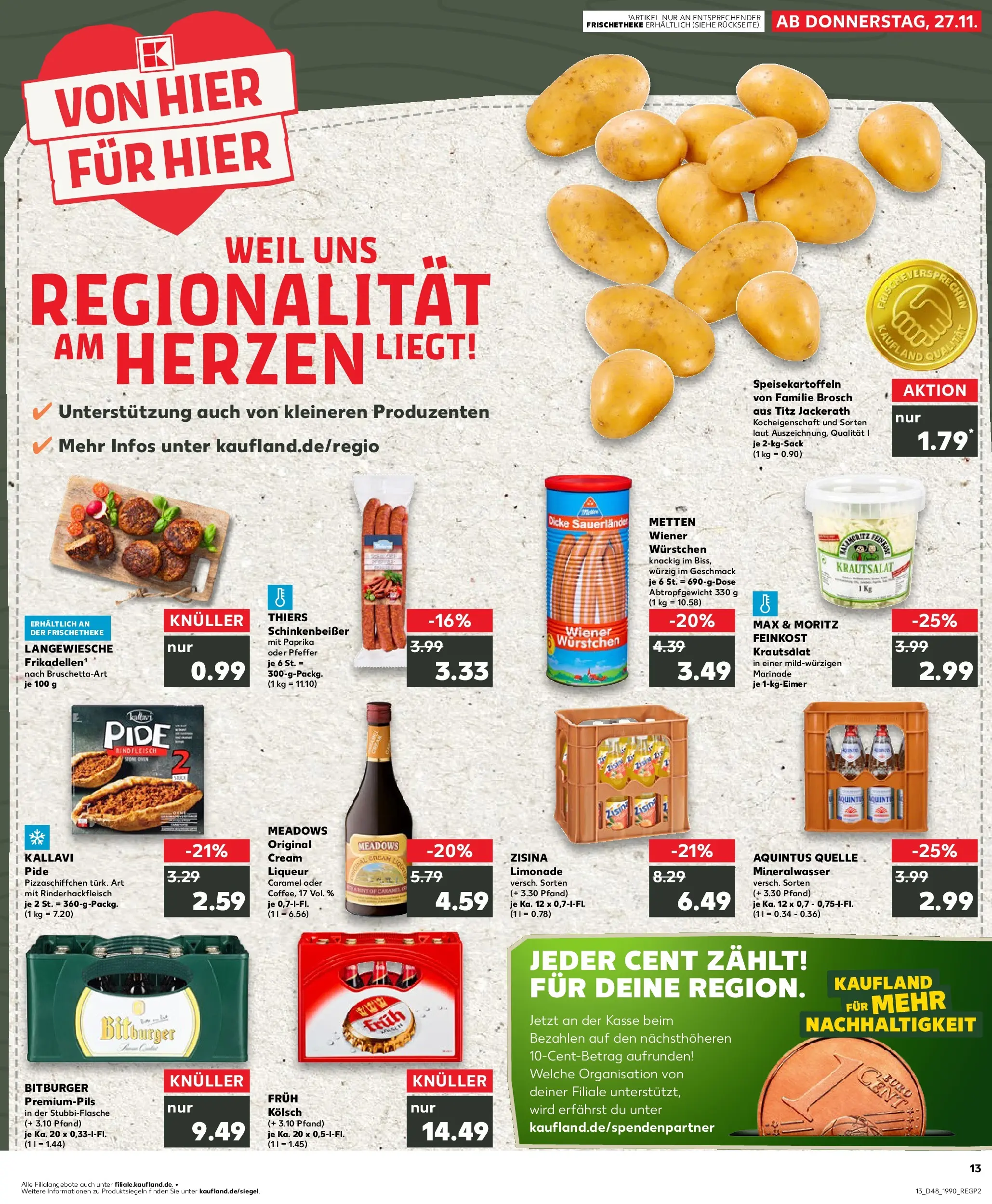 Prospekt Kaufland ab 27.11.2025 » Angebote Online zum Blättern | Seite: 13 | Produkte: Bitburger, Mineralwasser, Paprika, Pfeffer