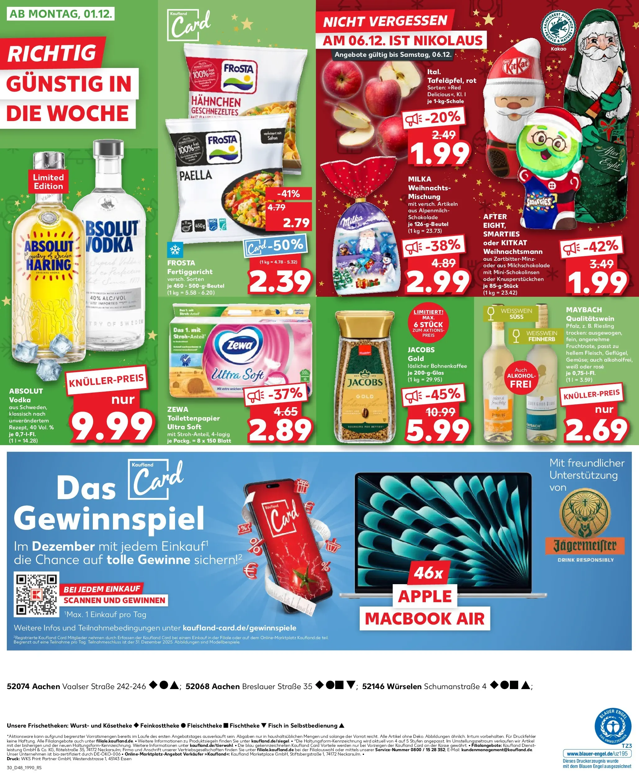 Prospekt Kaufland ab 27.11.2025 » Angebote Online zum Blättern | Seite: 30 | Produkte: Milka, Apple, Wurst, Toilettenpapier