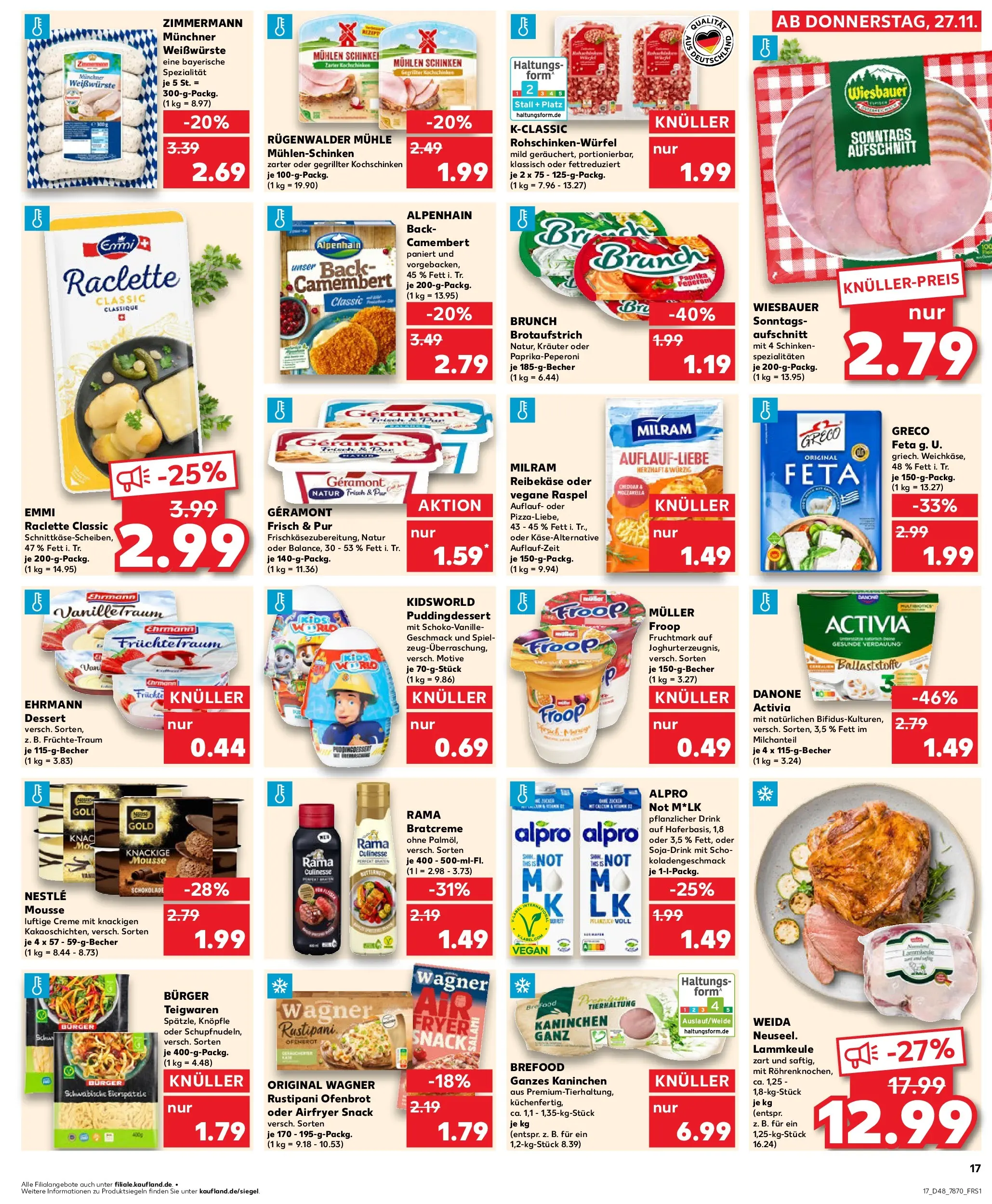 Prospekt Kaufland ab 26.11.2025 » Angebote Online zum Blättern | Seite: 17 | Produkte: Spiel, Froop, Rama, Milram