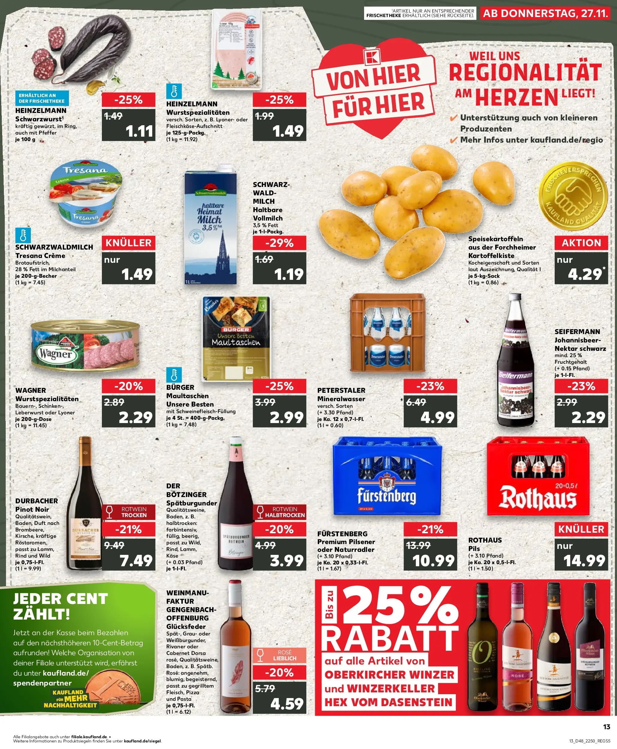 Prospekt Kaufland ab 27.11.2025 » Angebote Online zum Blättern | Seite: 1 | Produkte: Käse, Burger, Pasta, Pizza