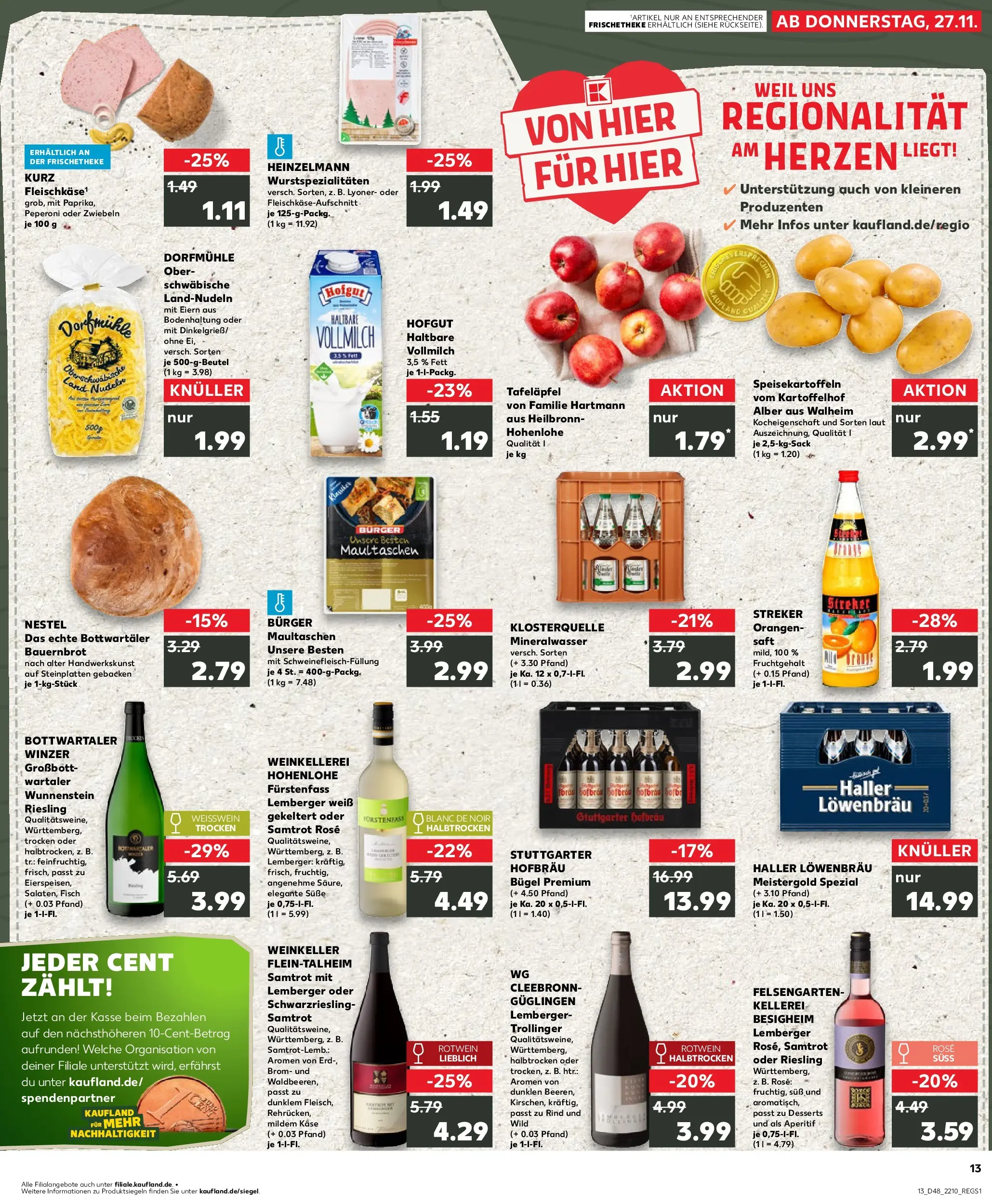 Prospekt Kaufland ab 27.11.2025 » Angebote Online zum Blättern | Seite: 13 | Produkte: Rotwein, Burger, Apple, Fisch