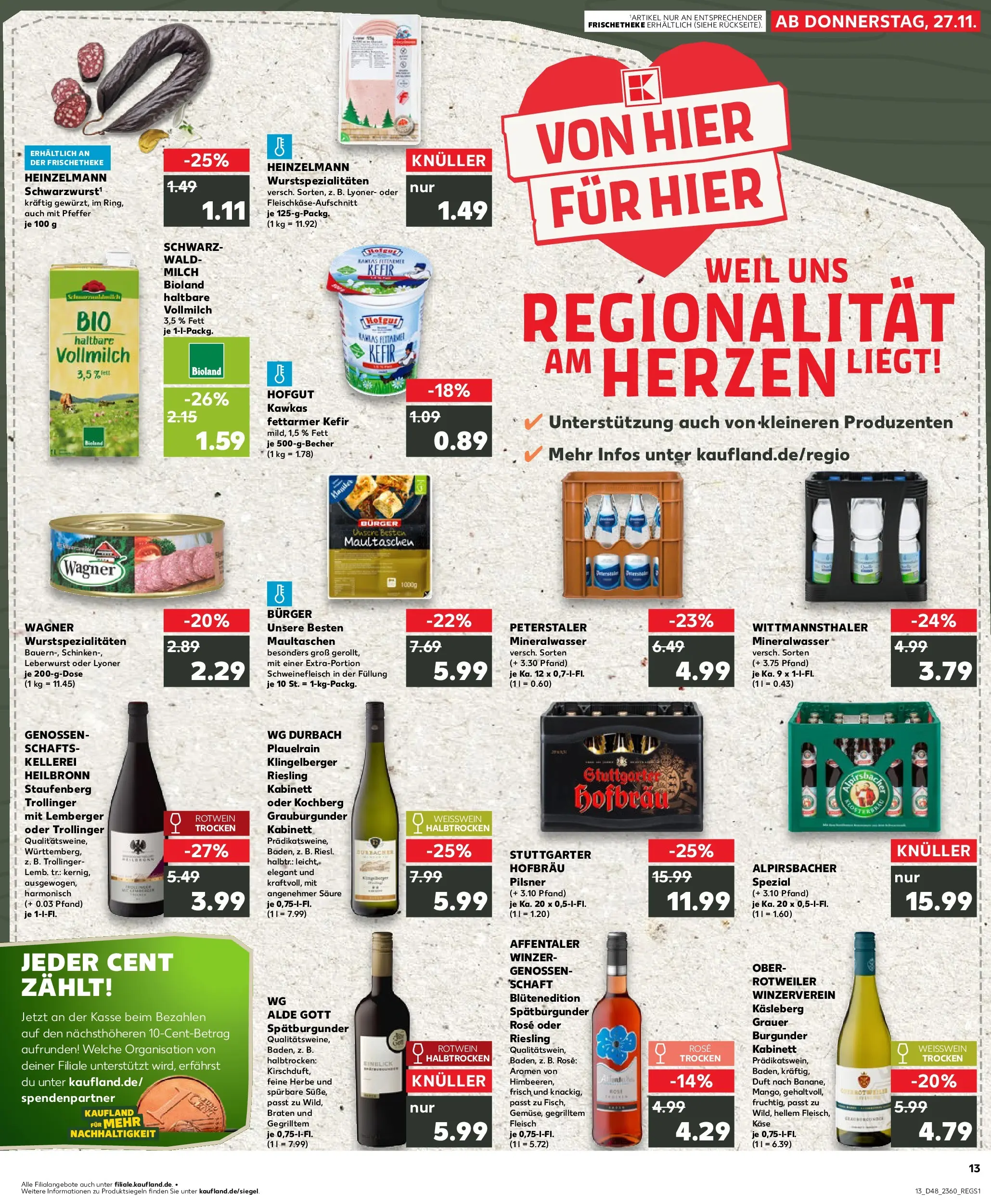 Prospekt Kaufland ab 27.11.2025 » Angebote Online zum Blättern | Seite: 13 | Produkte: Kefir, Käse, Duft, Fleisch